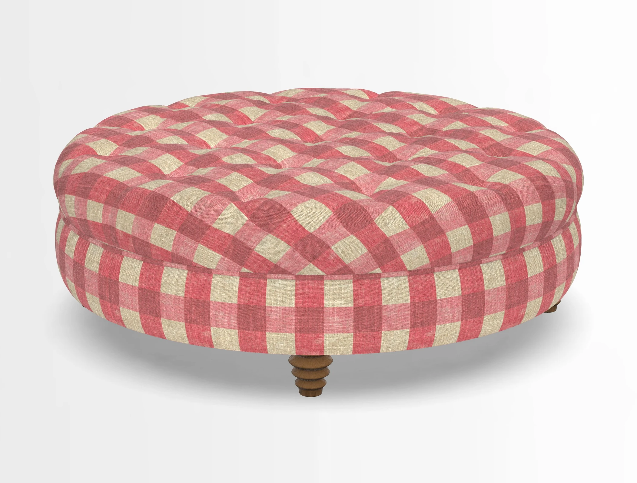 Helmsley Round Footstool in Linwood Omega Velvet Navy