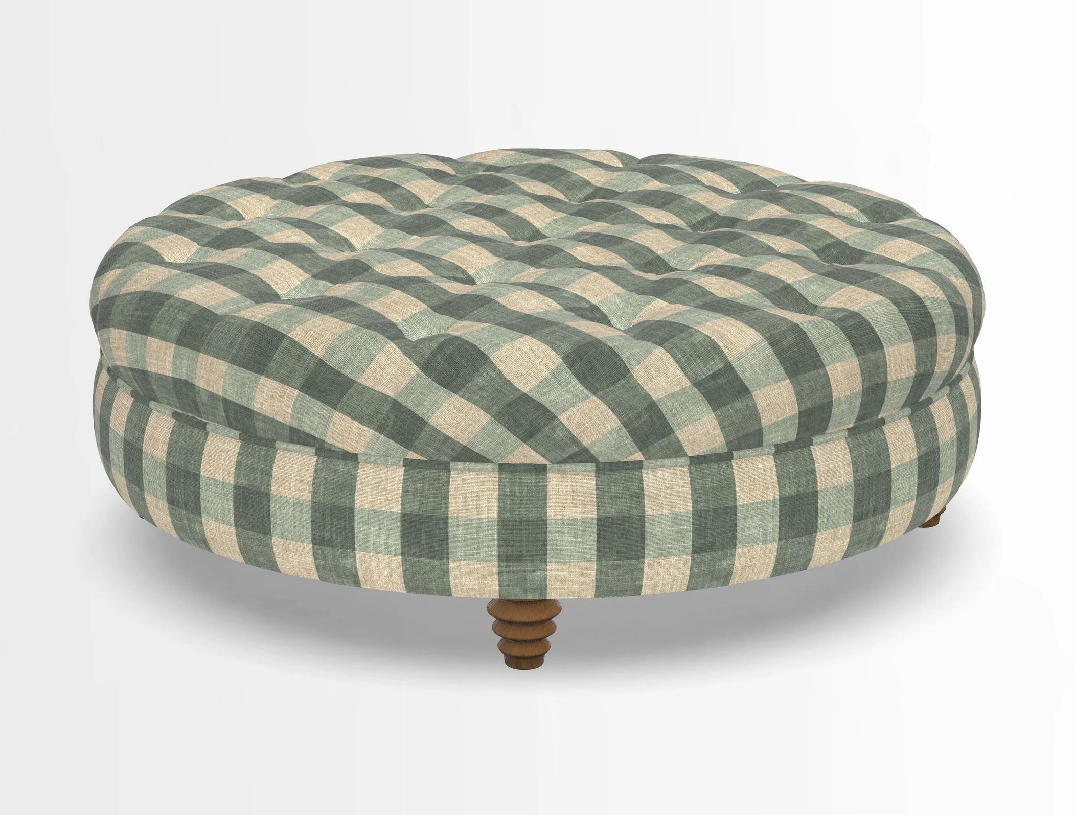 Helmsley Round Footstool in Linwood Omega Velvet Navy
