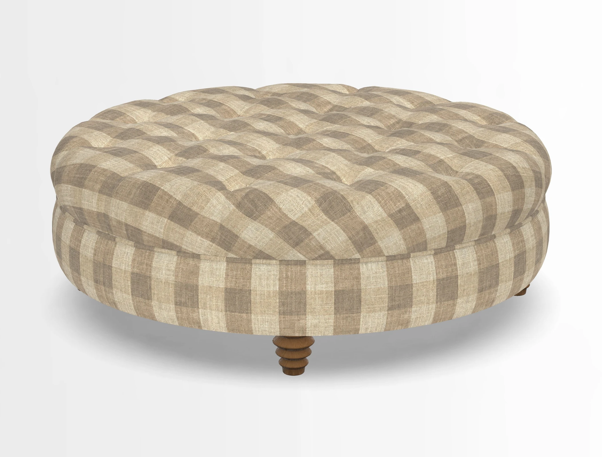 Helmsley Round Footstool in Linwood Omega Velvet Navy