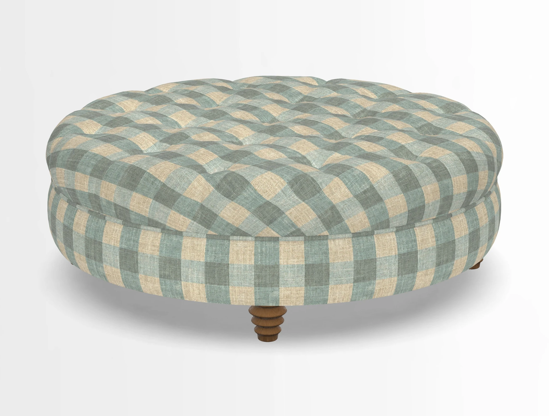 Helmsley Round Footstool in Linwood Omega Velvet Navy