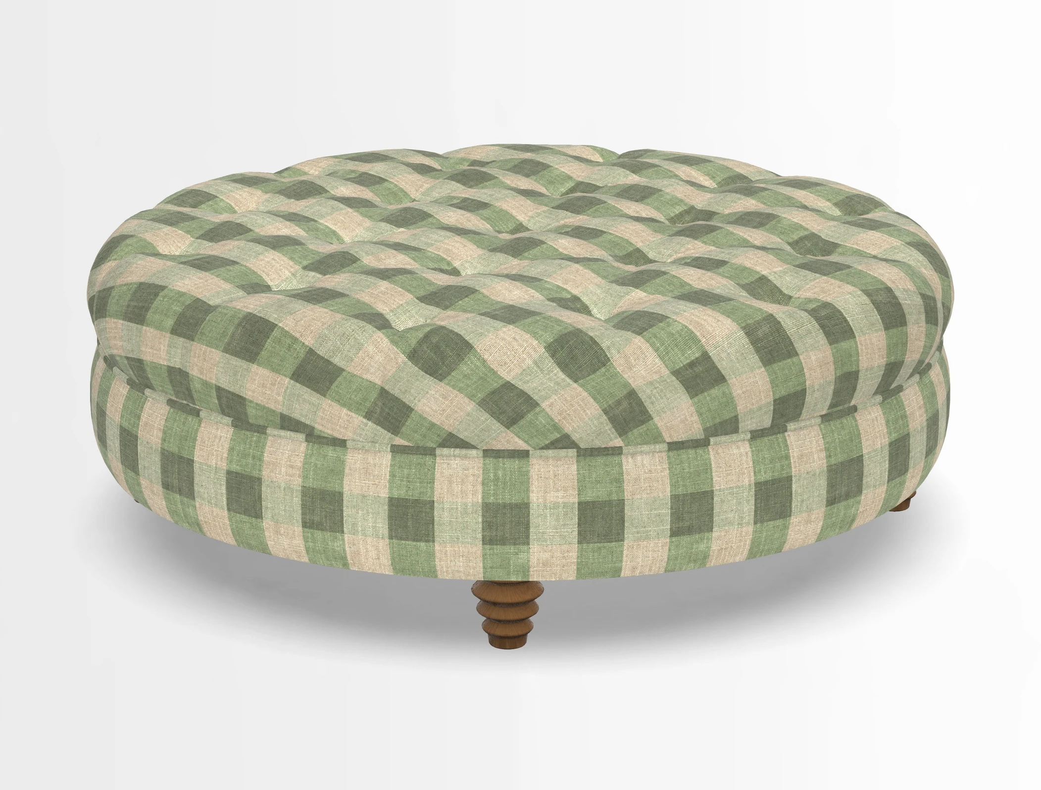 Helmsley Round Footstool in Linwood Omega Velvet Navy