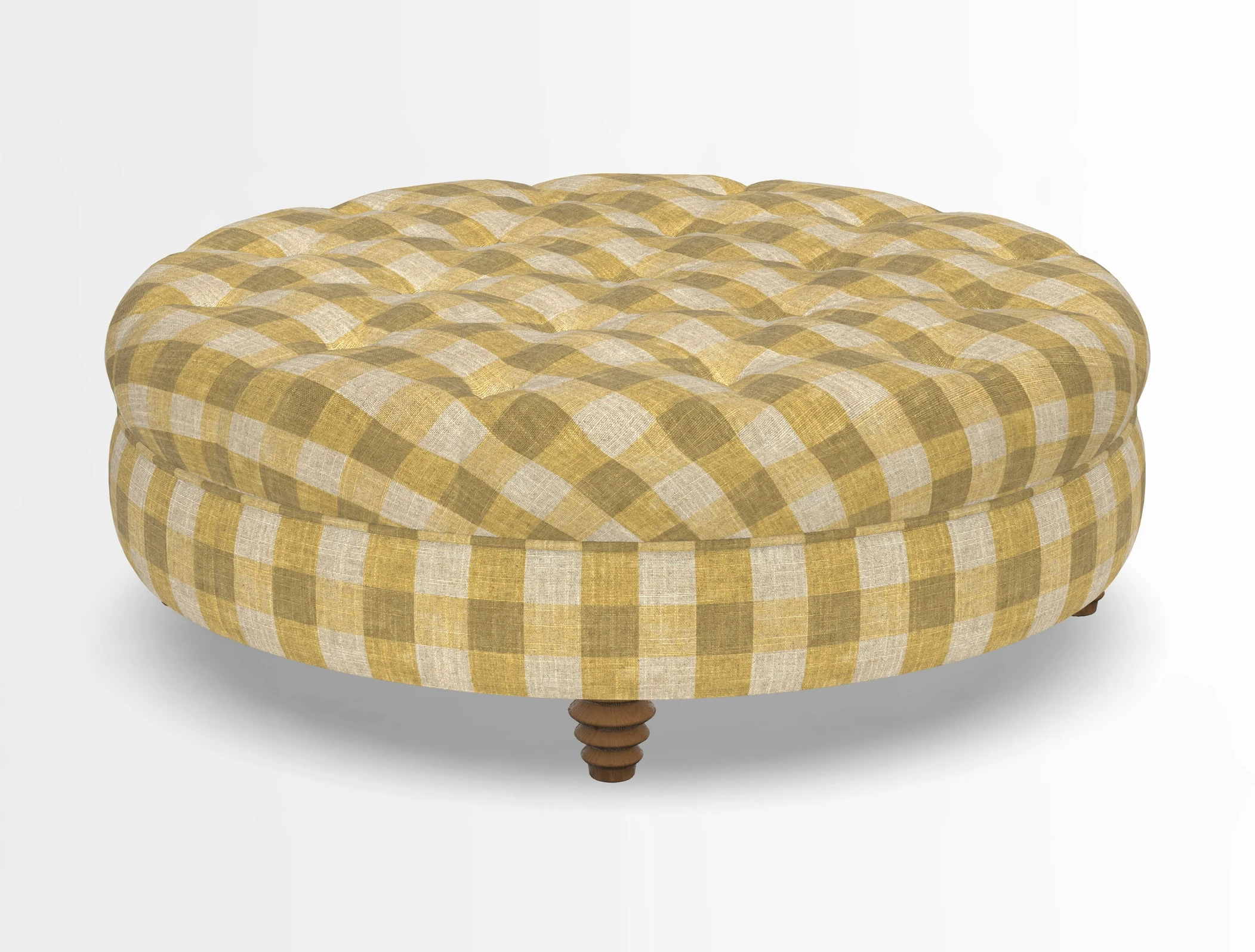 Helmsley Round Footstool in Linwood Omega Velvet Navy