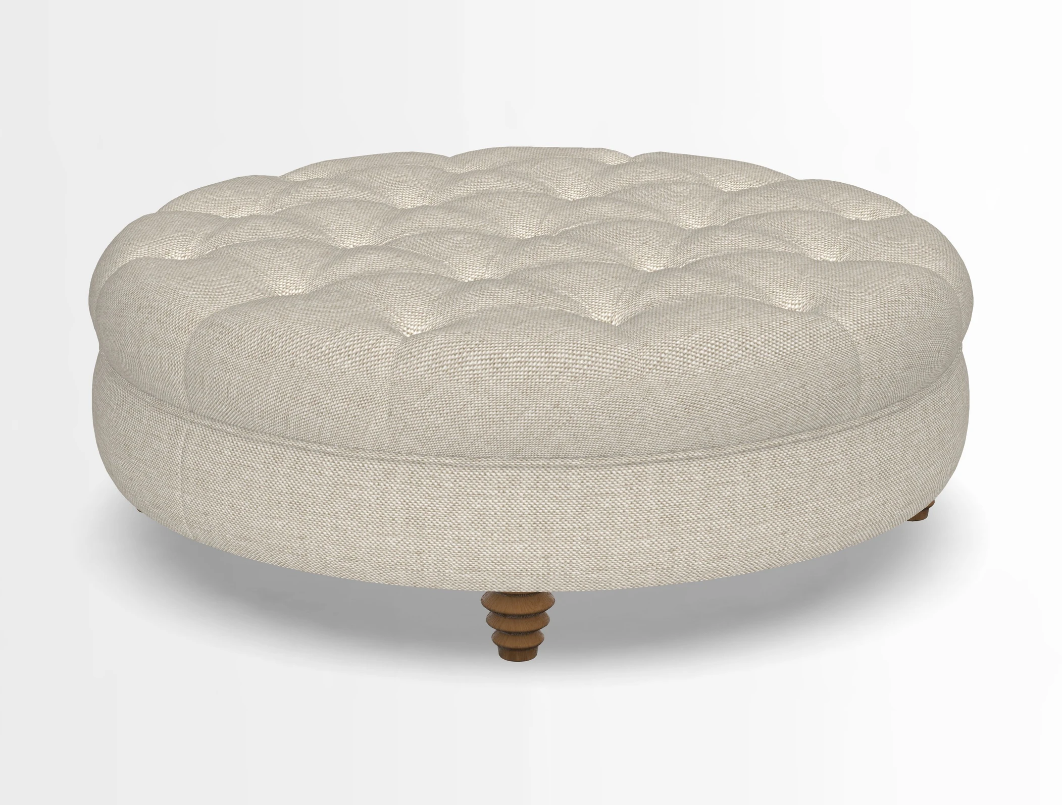 Helmsley Round Footstool in Linwood Omega Velvet Navy