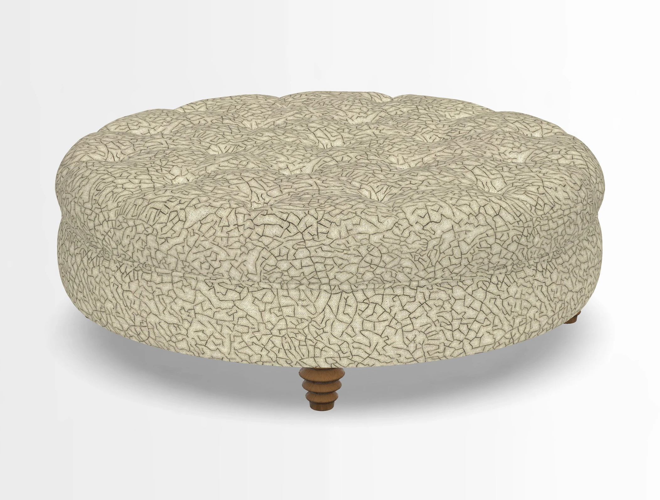 Helmsley Round Footstool in Linwood Omega Velvet Navy