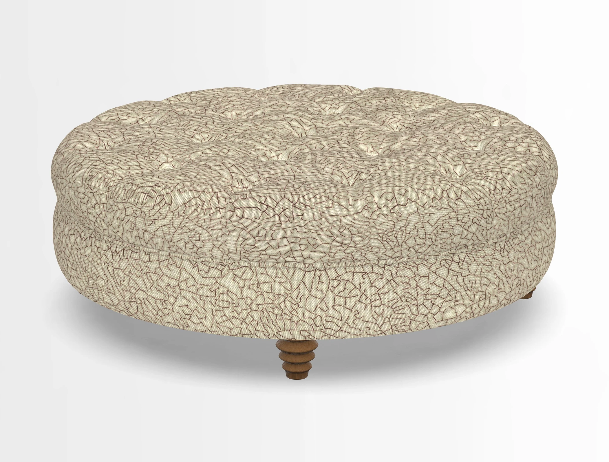 Helmsley Round Footstool in Linwood Omega Velvet Navy