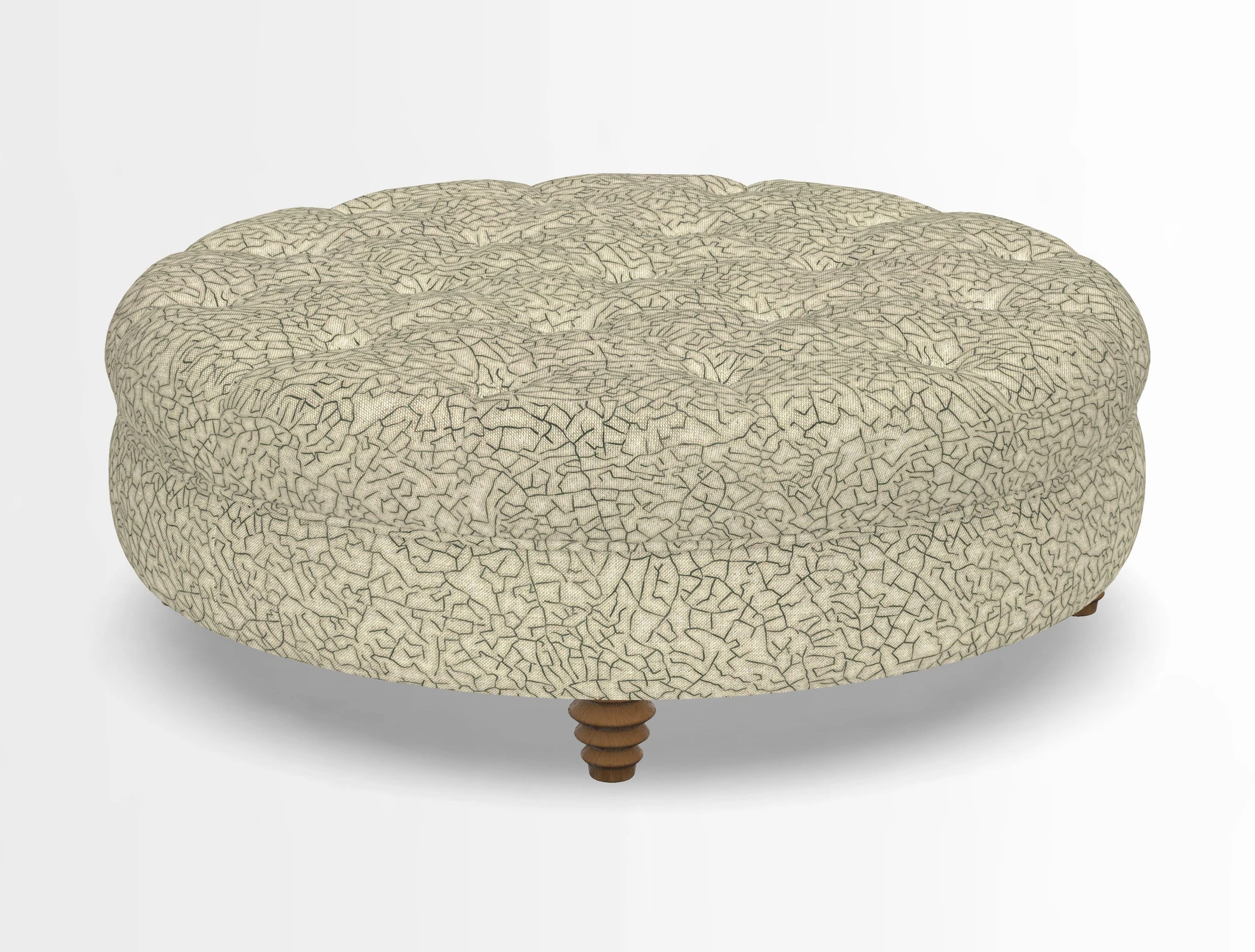 Helmsley Round Footstool in Linwood Omega Velvet Navy