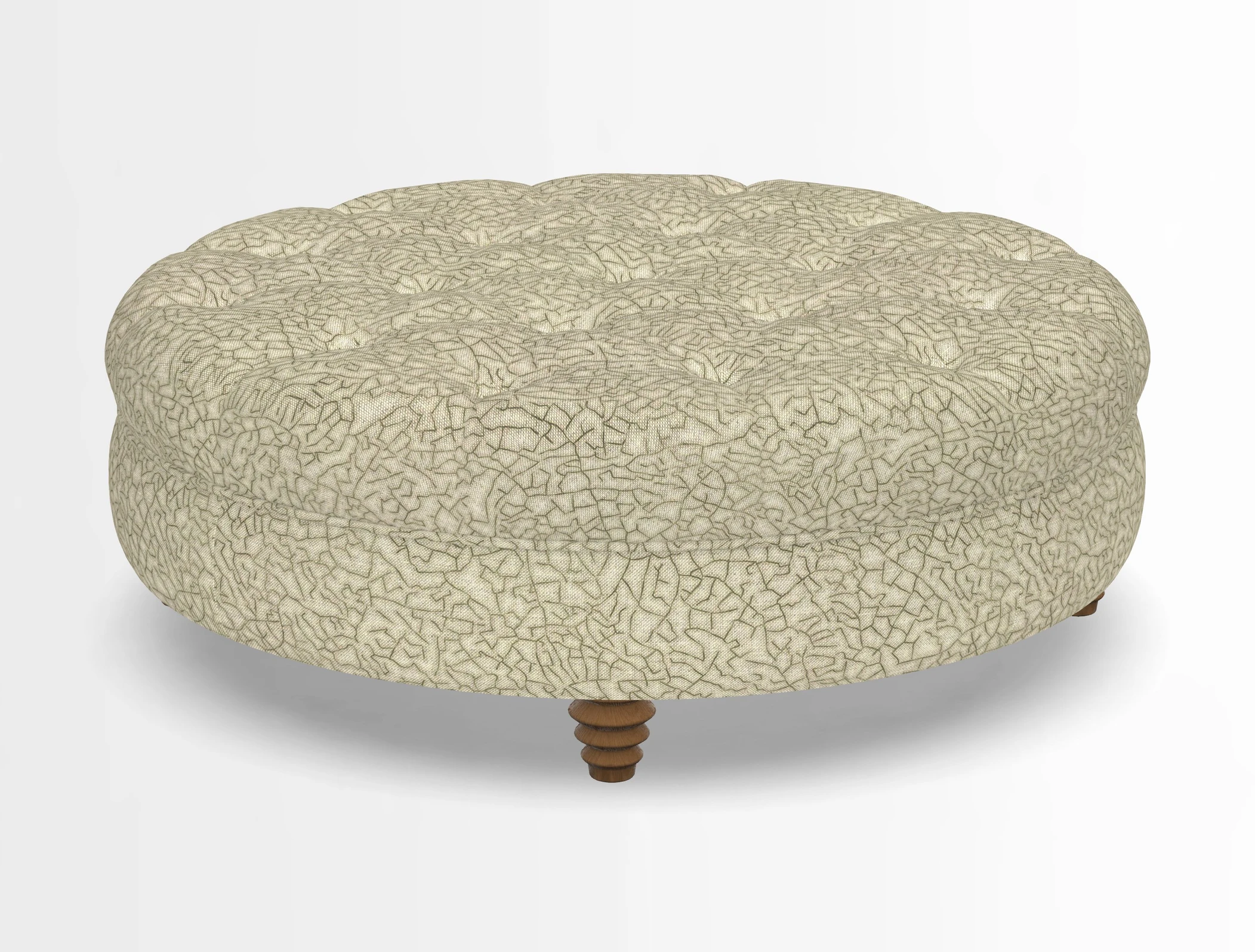 Helmsley Round Footstool in Linwood Omega Velvet Navy