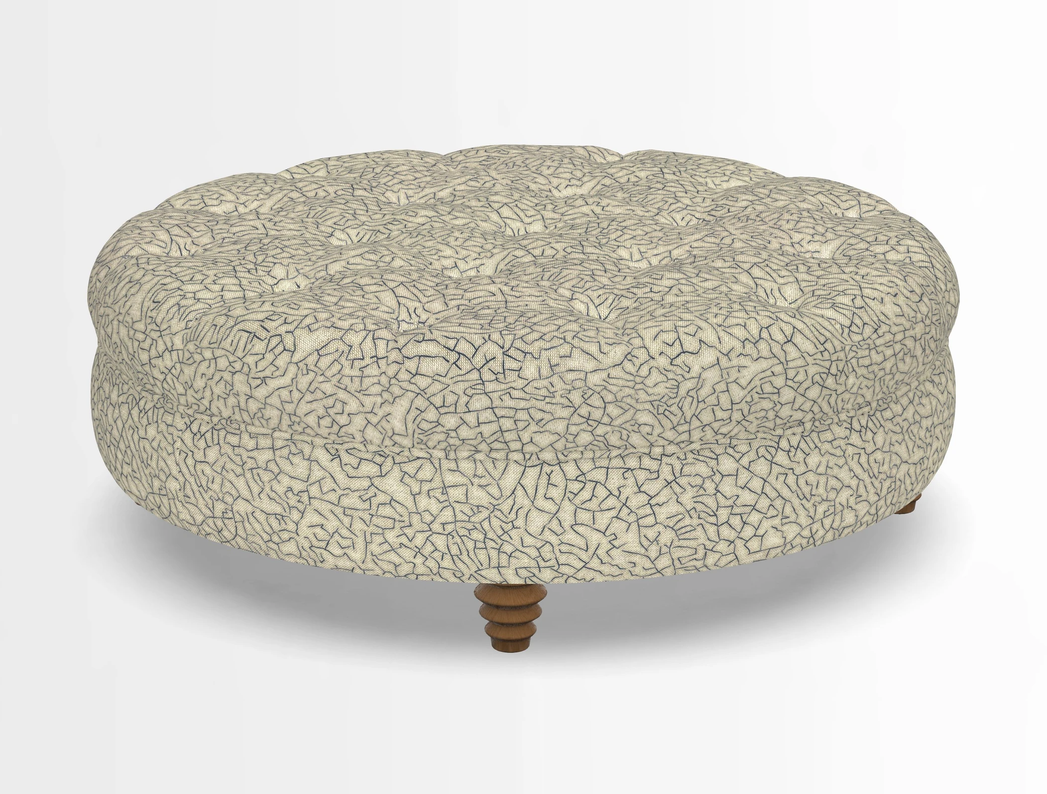 Helmsley Round Footstool in Linwood Omega Velvet Navy