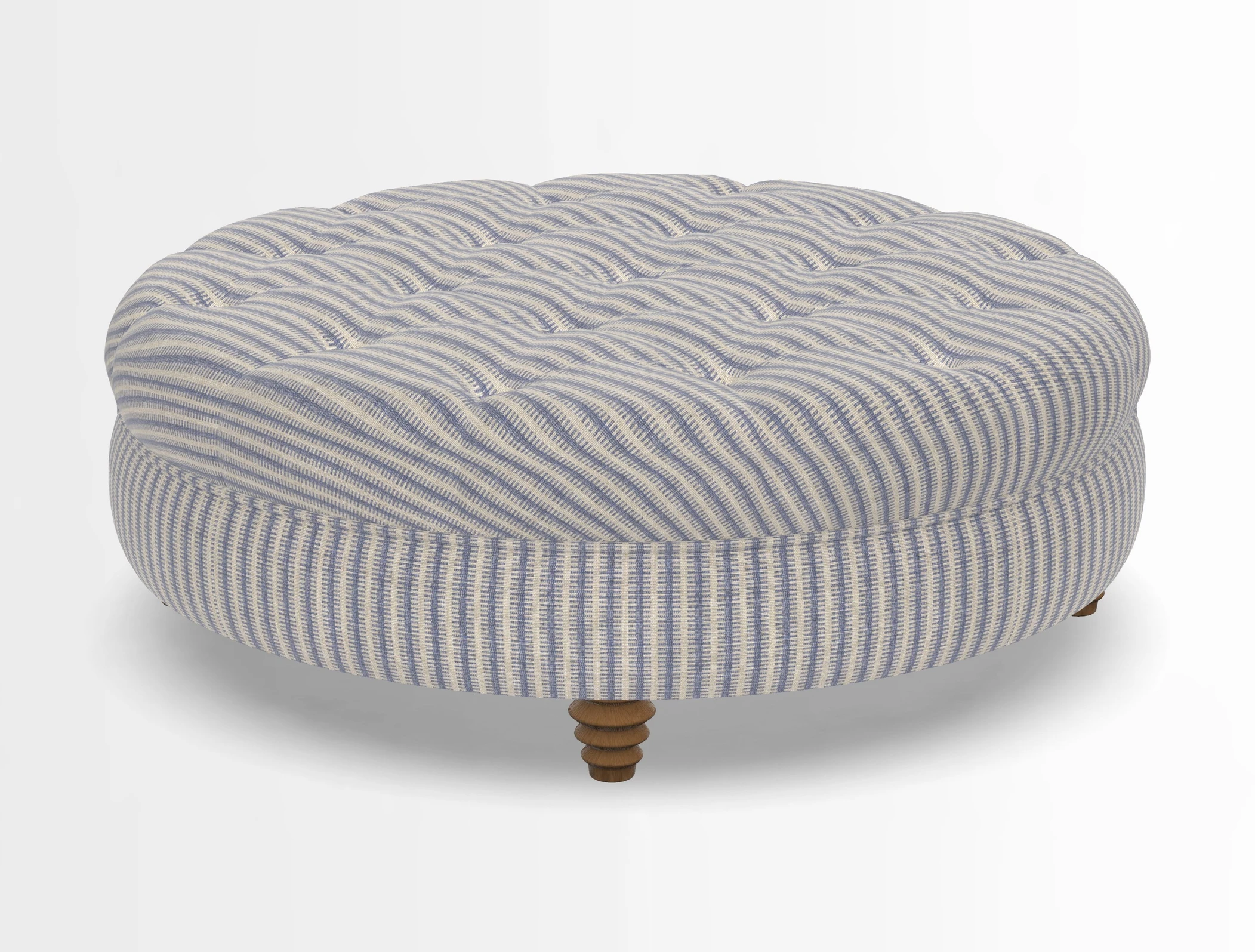 Helmsley Round Footstool in Linwood Omega Velvet Navy