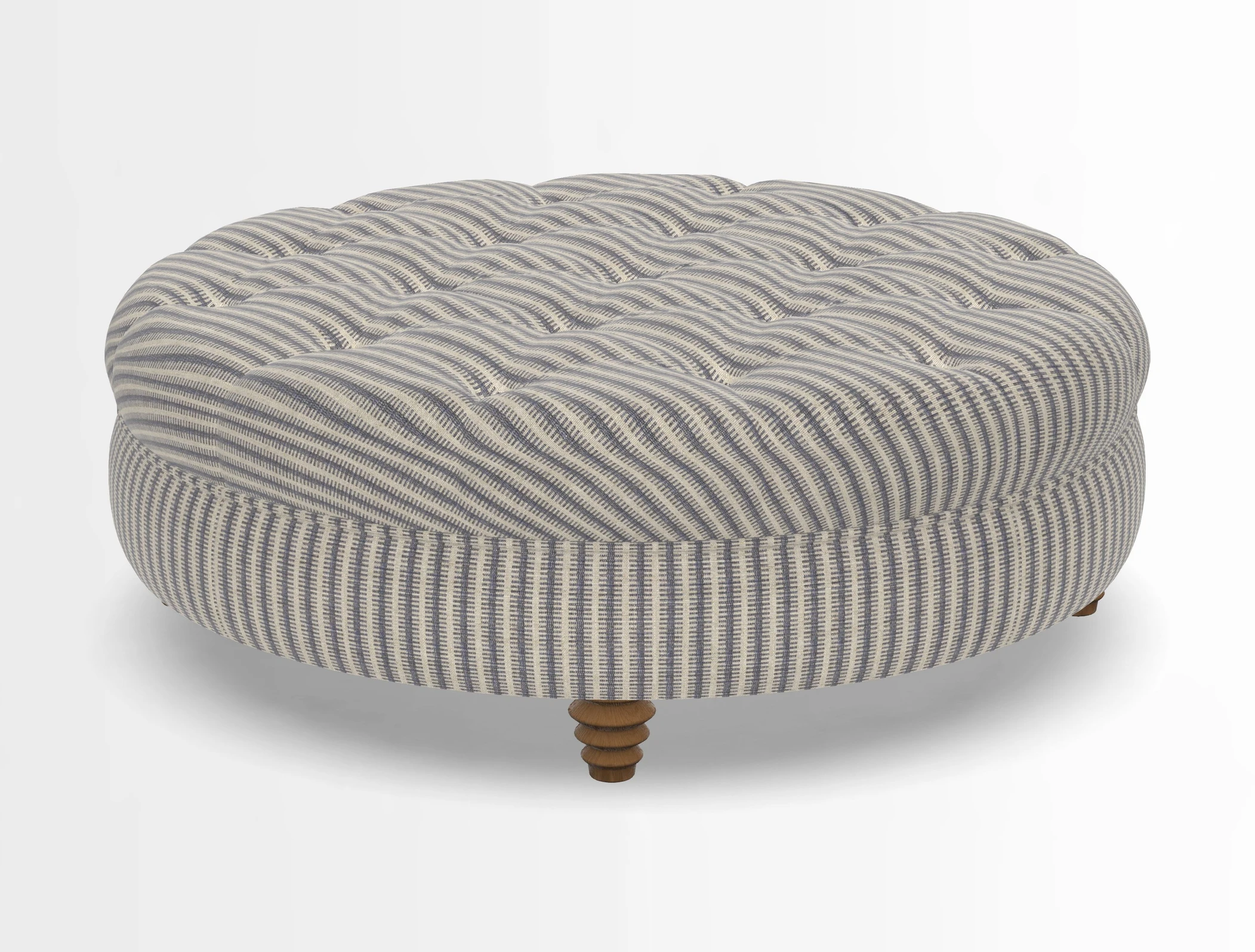 Helmsley Round Footstool in Linwood Omega Velvet Navy