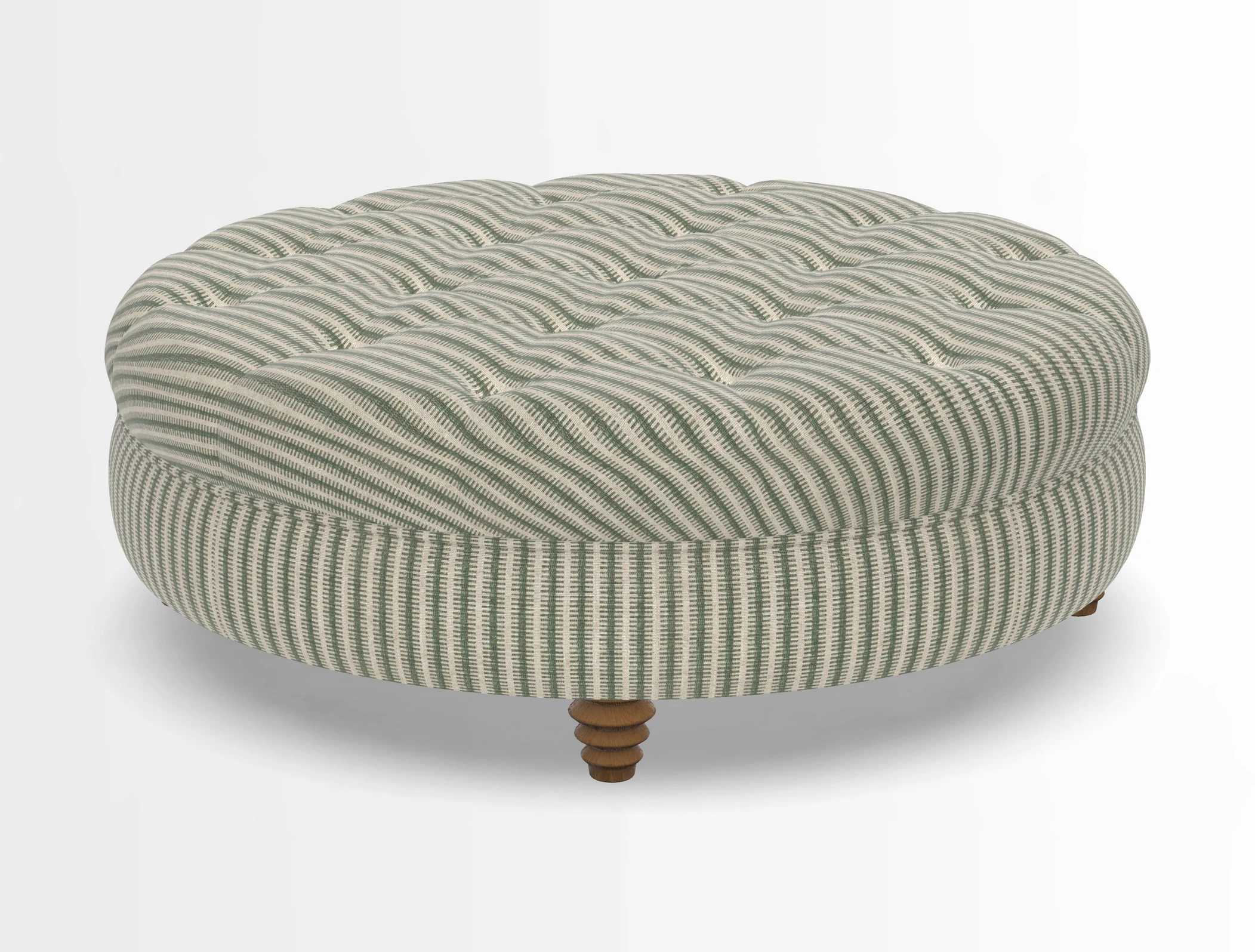 Helmsley Round Footstool in Linwood Omega Velvet Navy