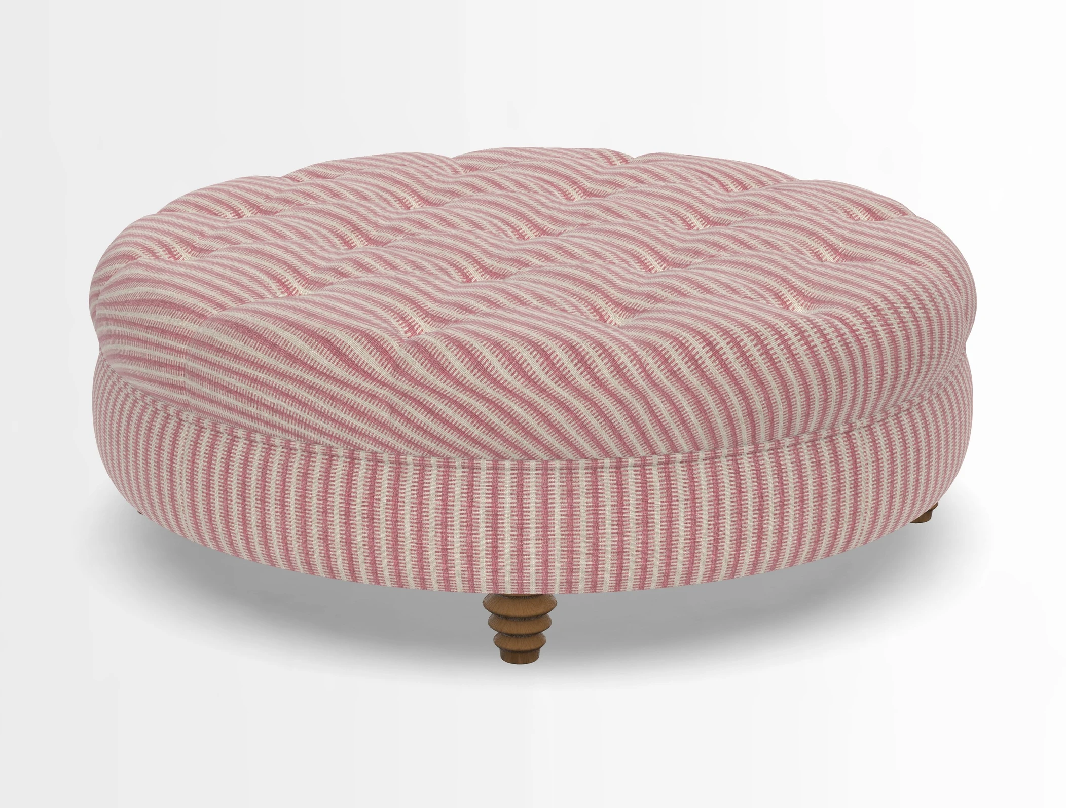 Helmsley Round Footstool in Linwood Omega Velvet Navy