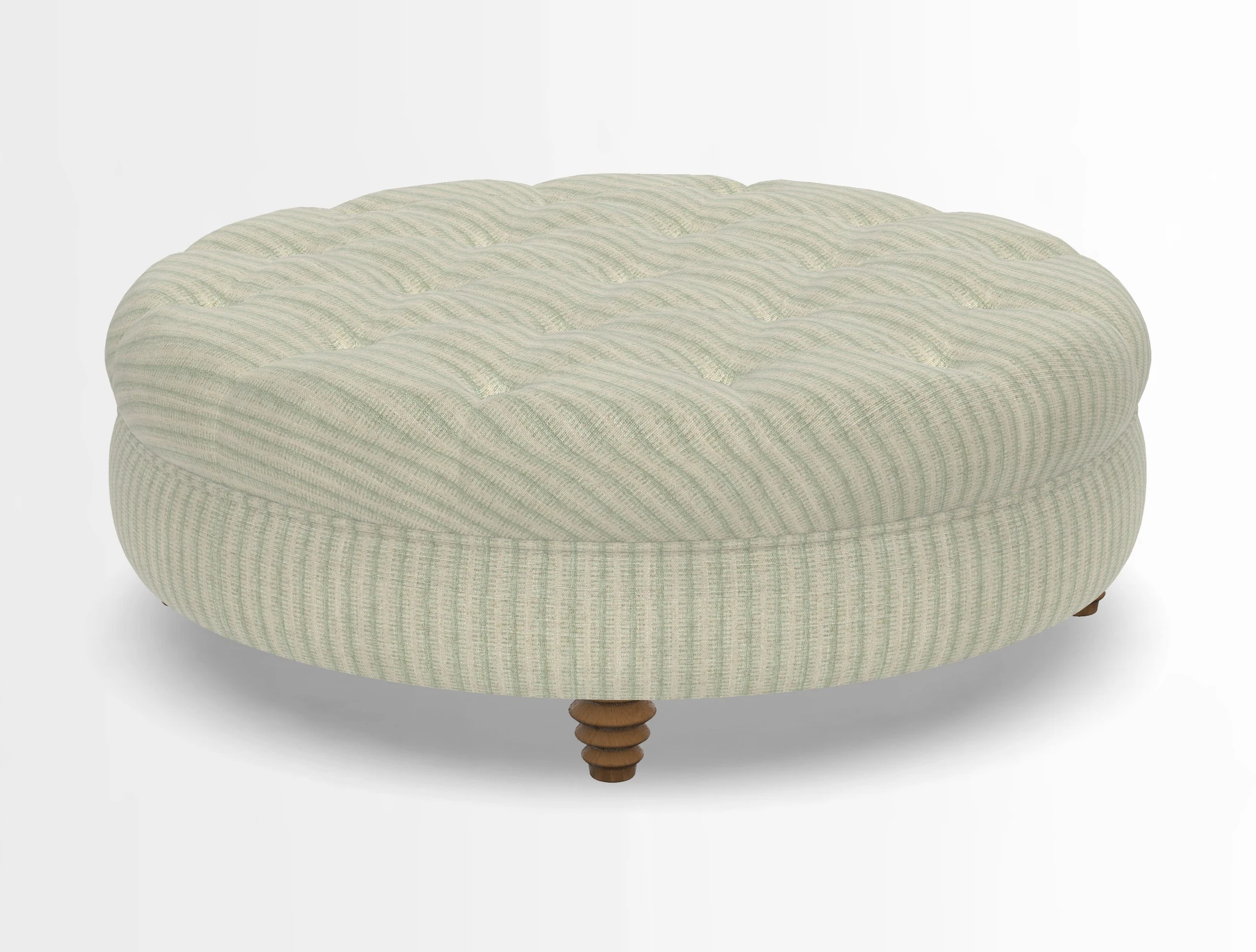 Helmsley Round Footstool in Linwood Omega Velvet Navy
