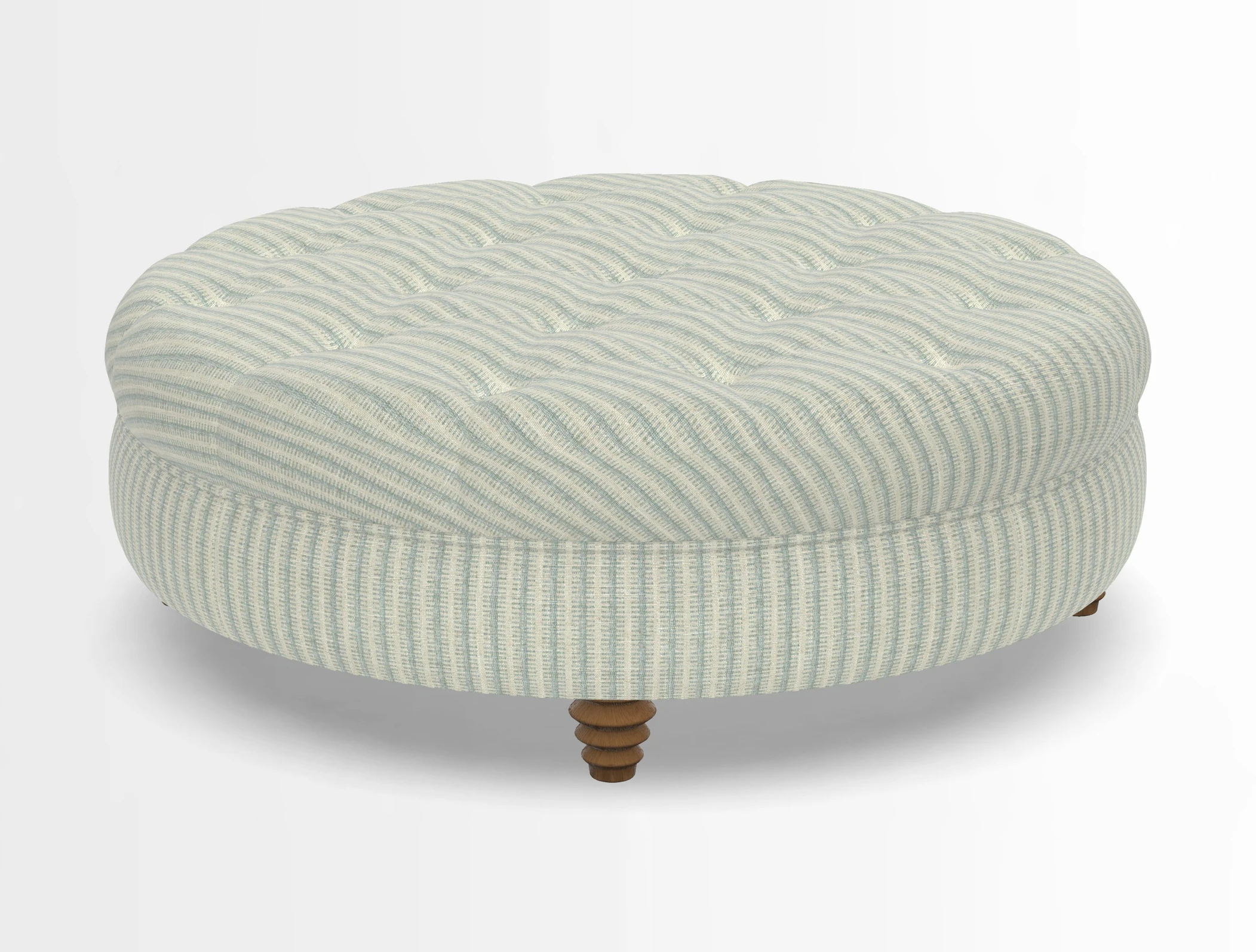 Helmsley Round Footstool in Linwood Omega Velvet Navy