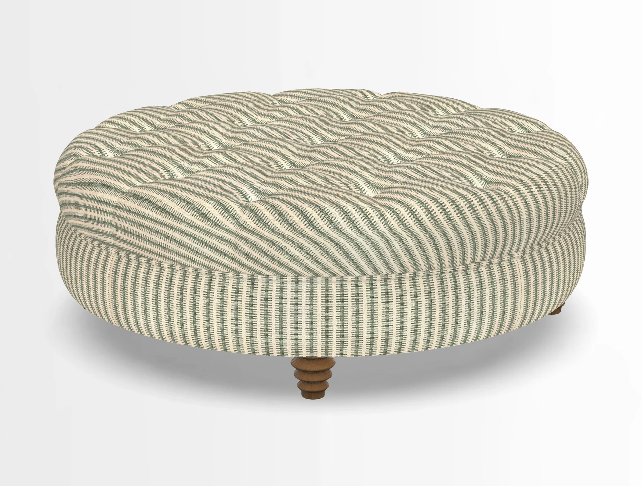 Helmsley Round Footstool in Linwood Omega Velvet Navy