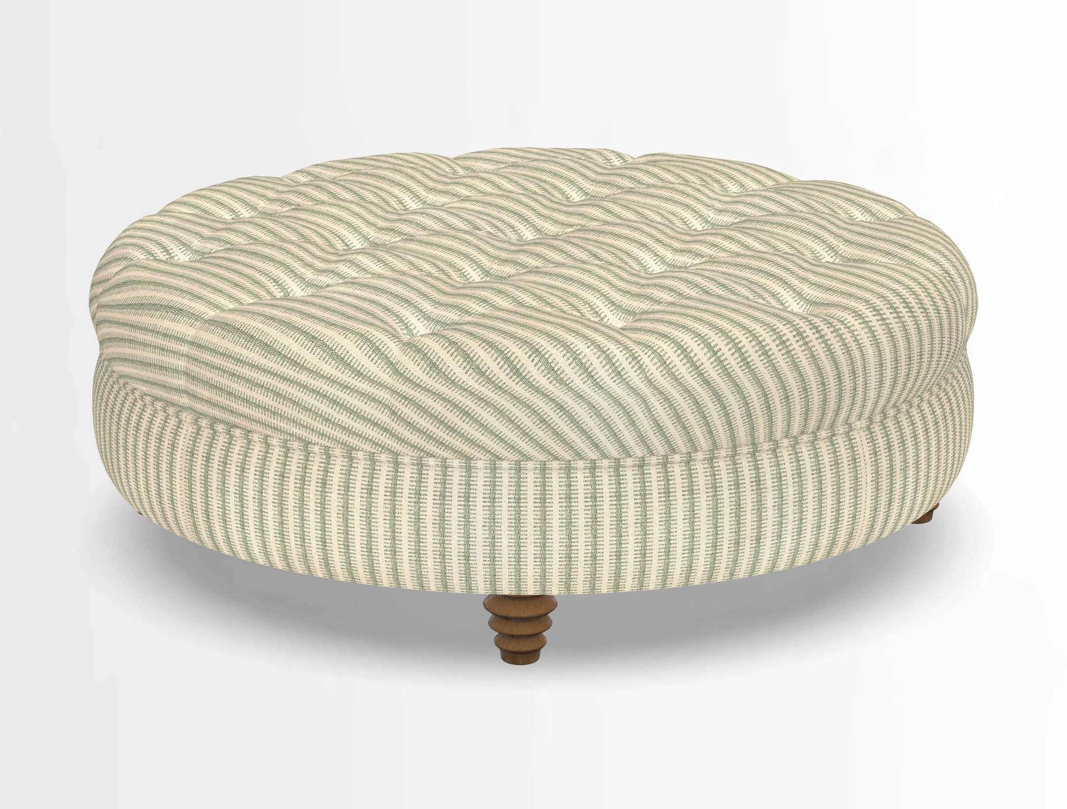 Helmsley Round Footstool in Linwood Omega Velvet Navy