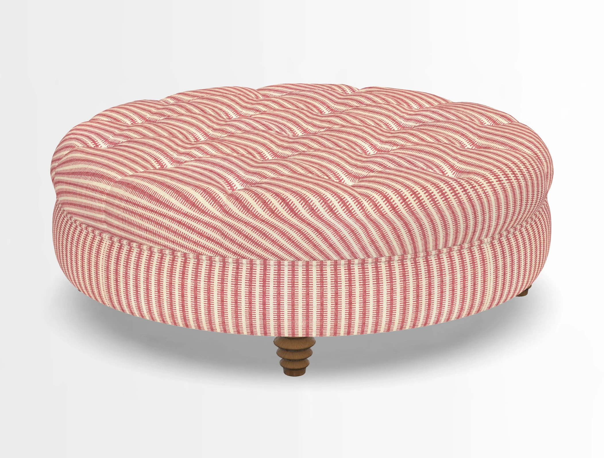 Helmsley Round Footstool in Linwood Omega Velvet Navy