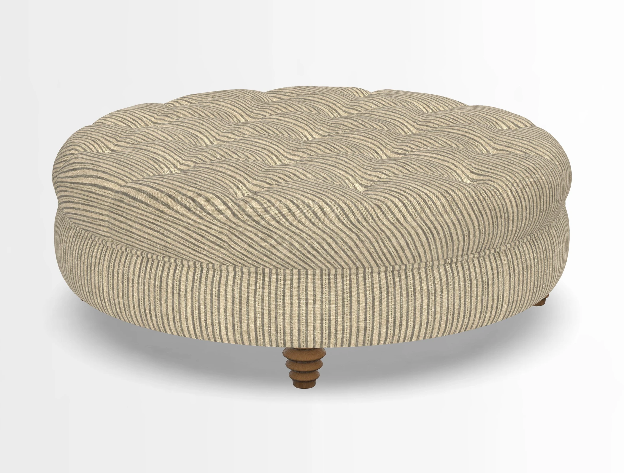 Helmsley Round Footstool in Linwood Omega Velvet Navy
