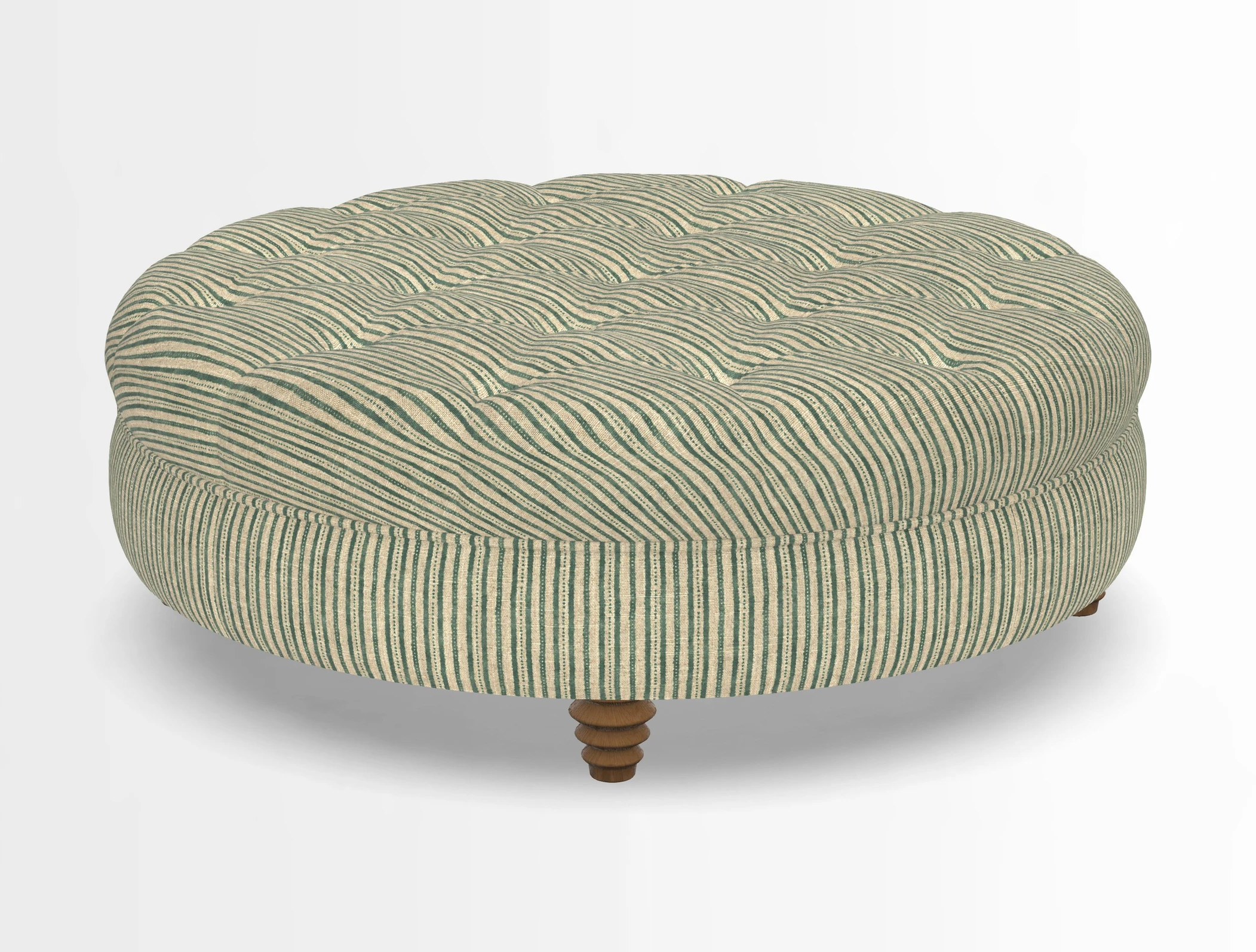 Helmsley Round Footstool in Linwood Omega Velvet Navy