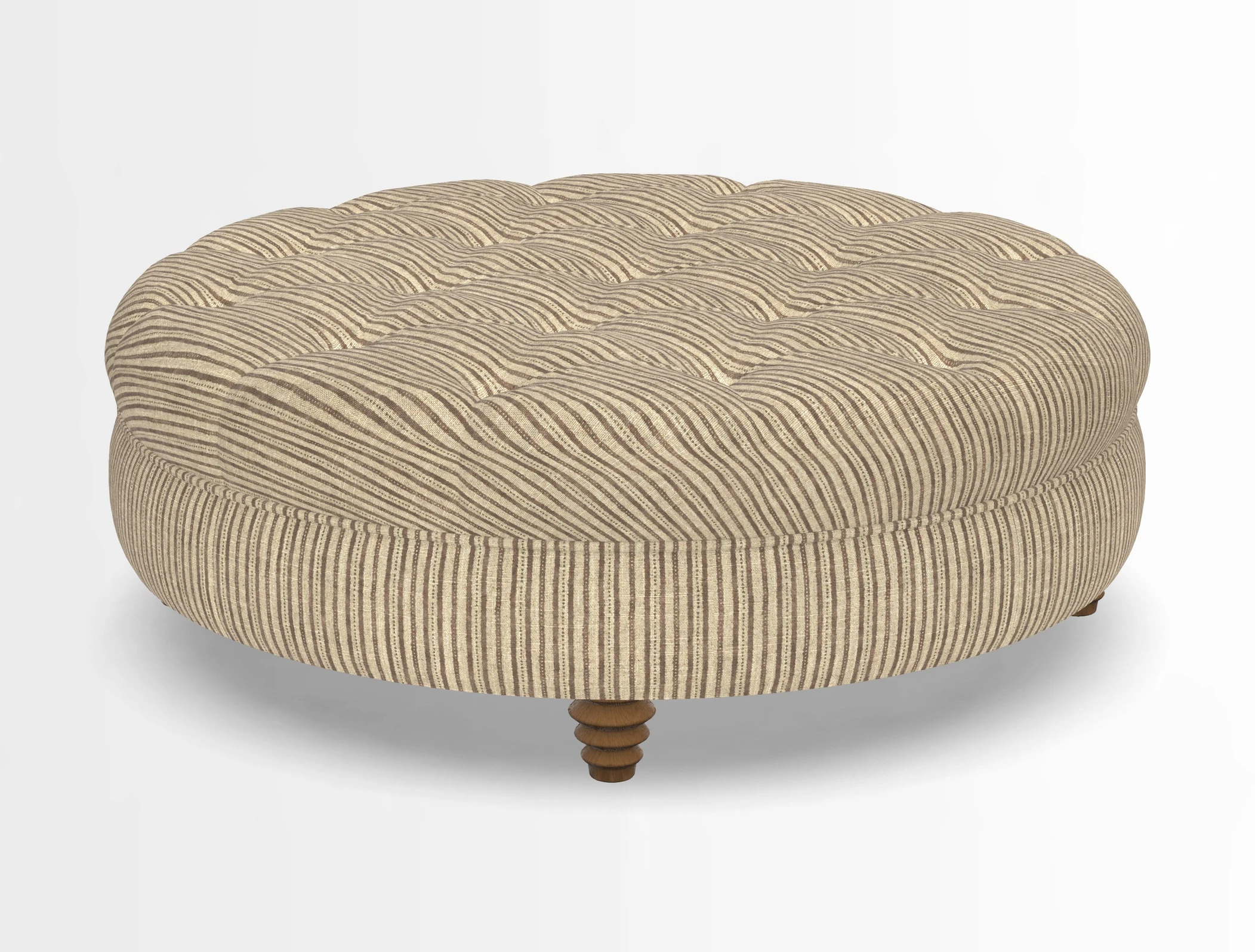 Helmsley Round Footstool in Linwood Omega Velvet Navy