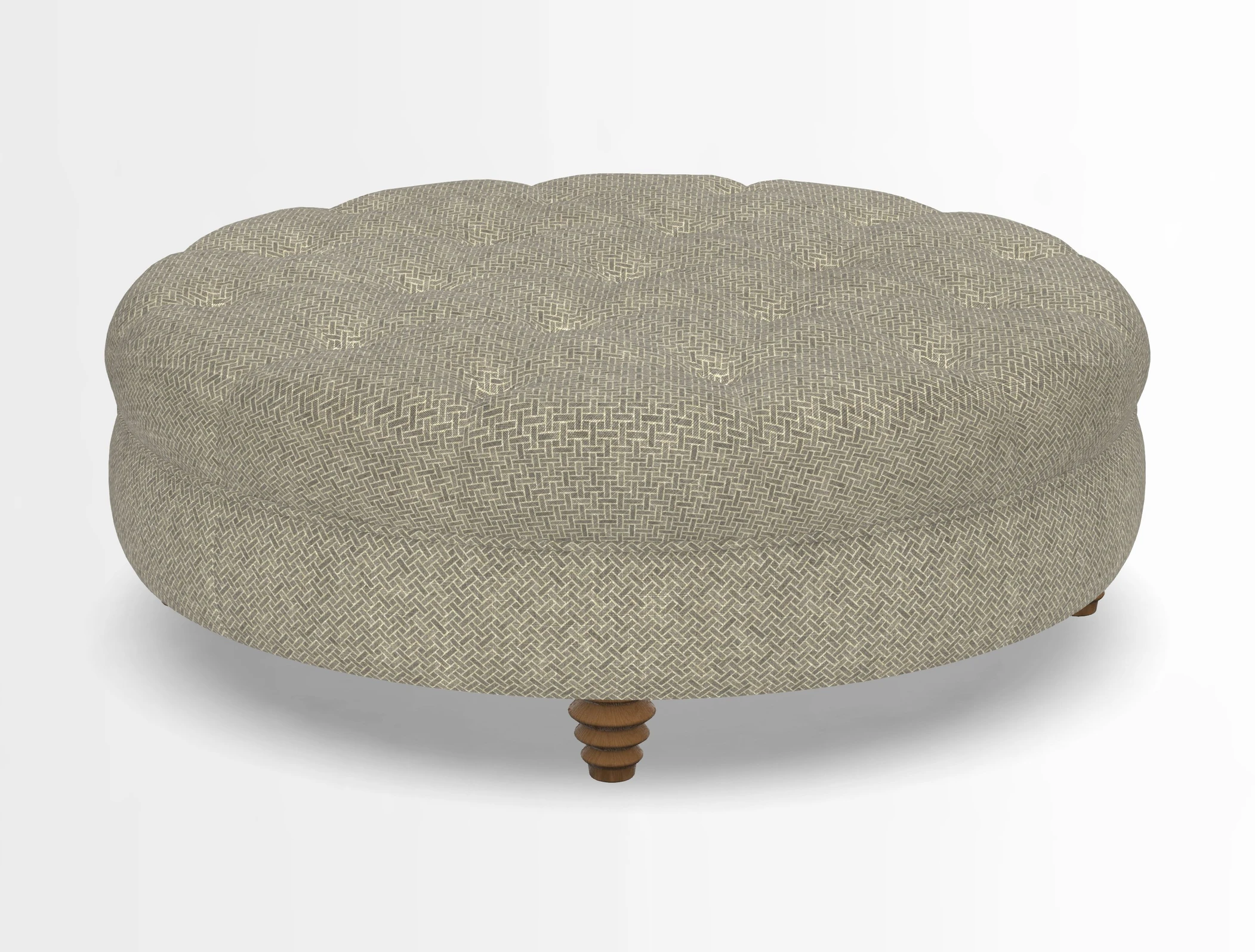 Helmsley Round Footstool in Linwood Omega Velvet Navy
