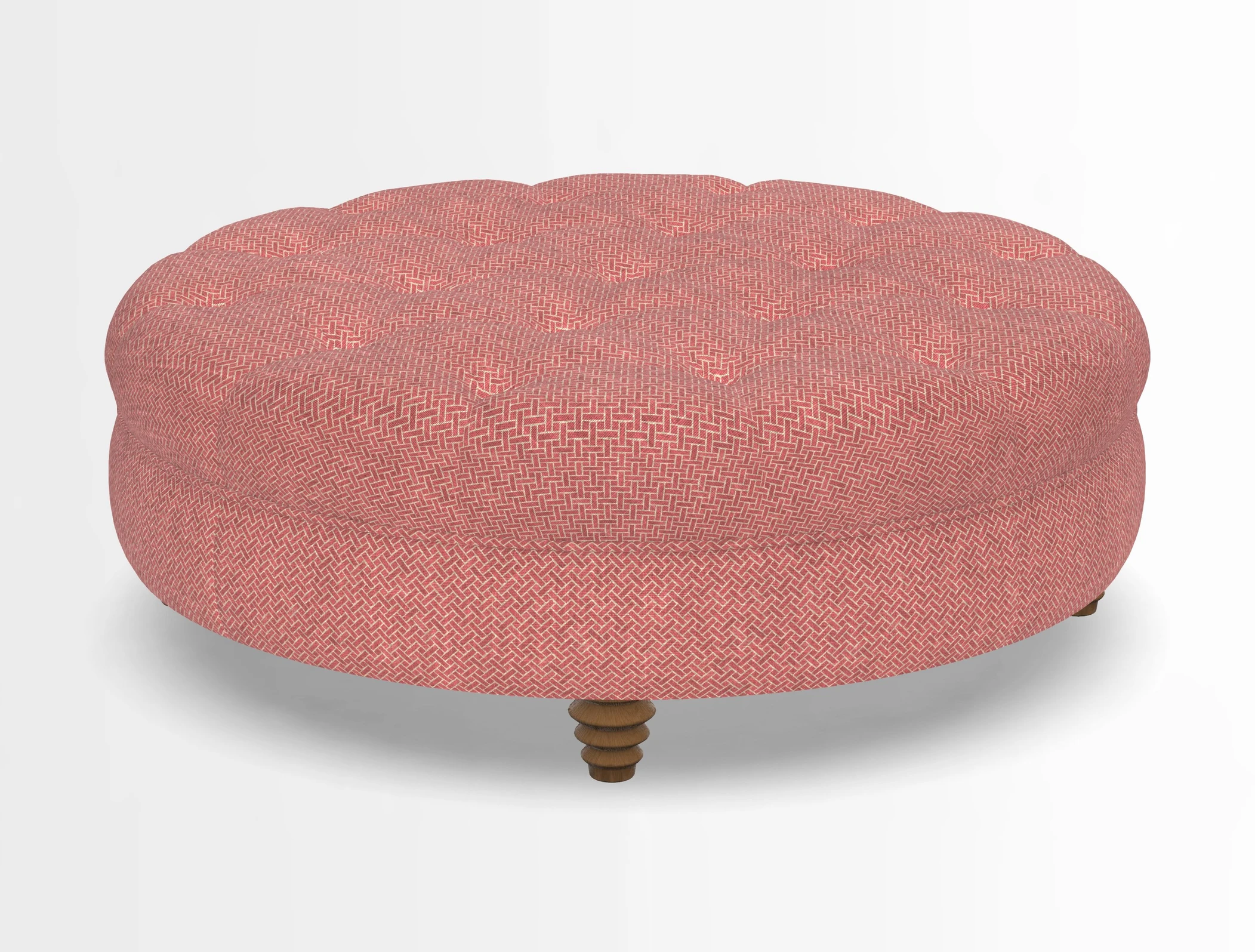 Helmsley Round Footstool in Linwood Omega Velvet Navy