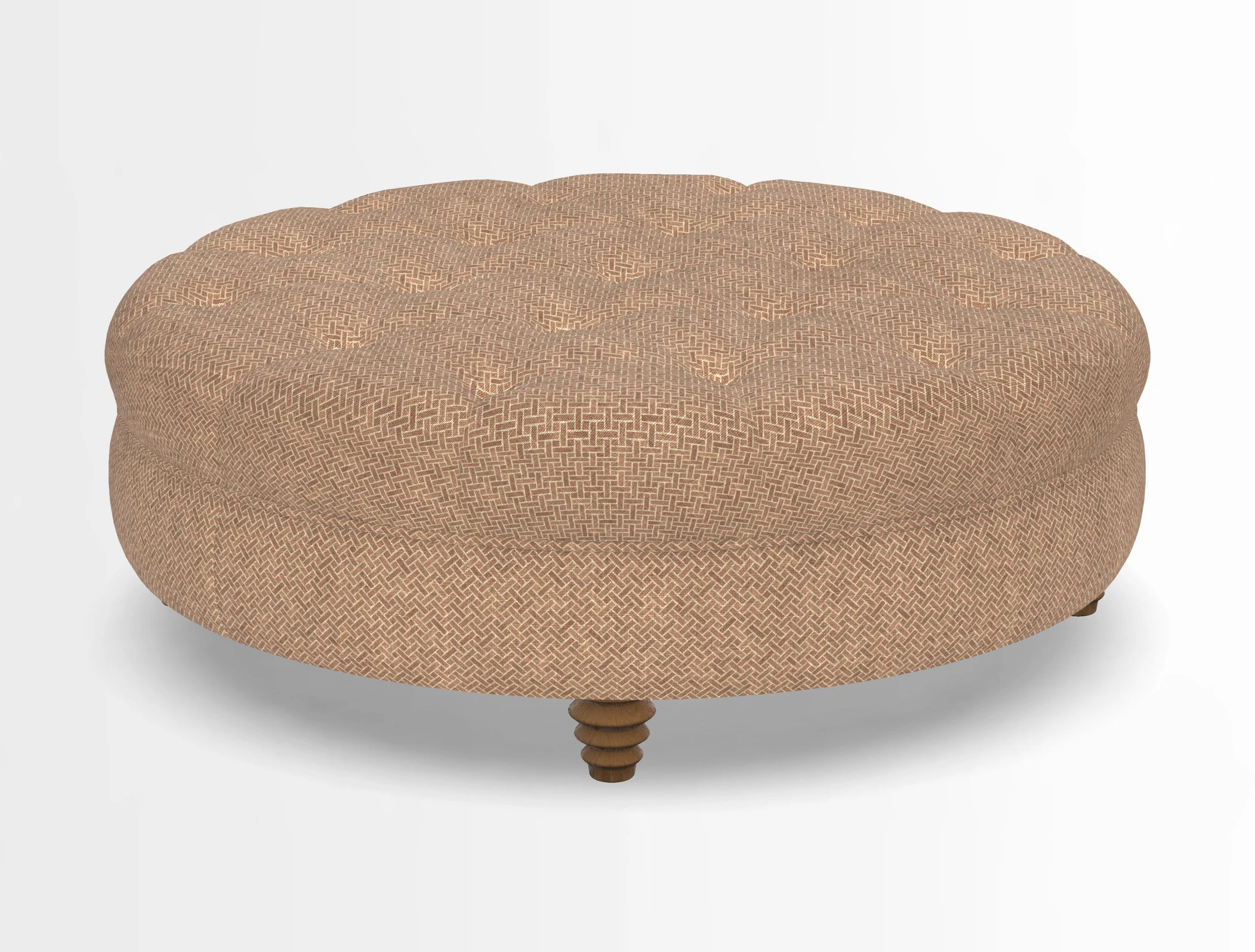 Helmsley Round Footstool in Linwood Omega Velvet Navy