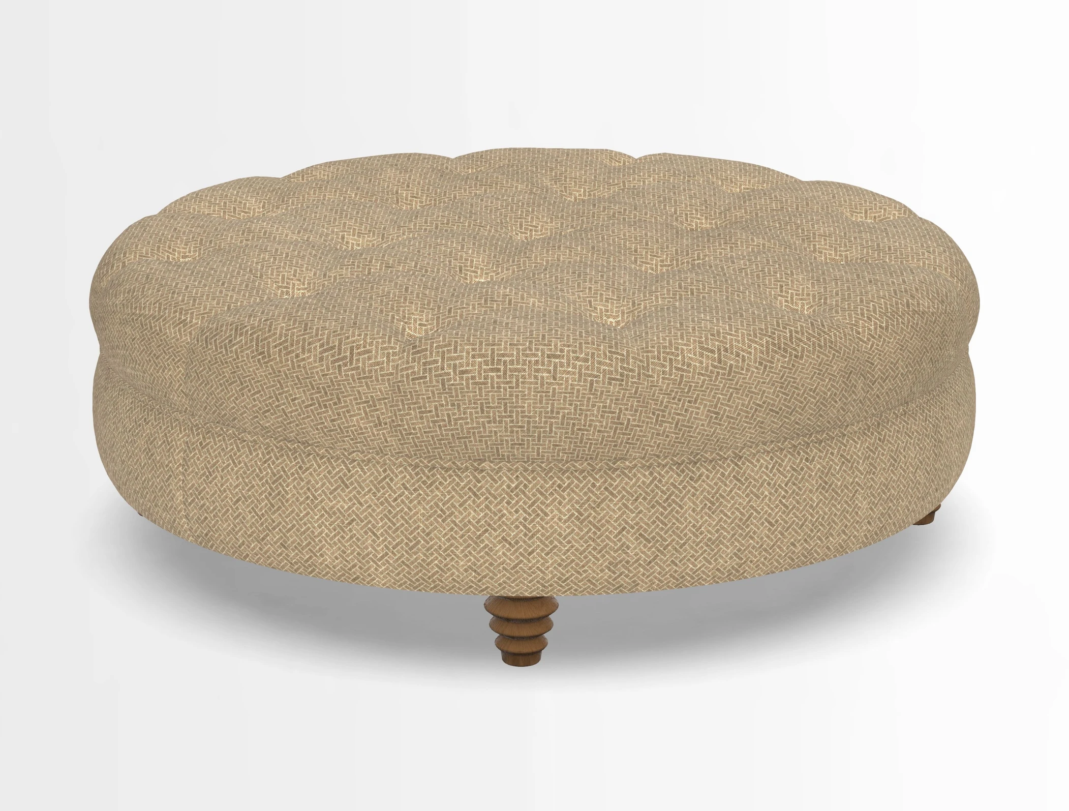 Helmsley Round Footstool in Linwood Omega Velvet Navy