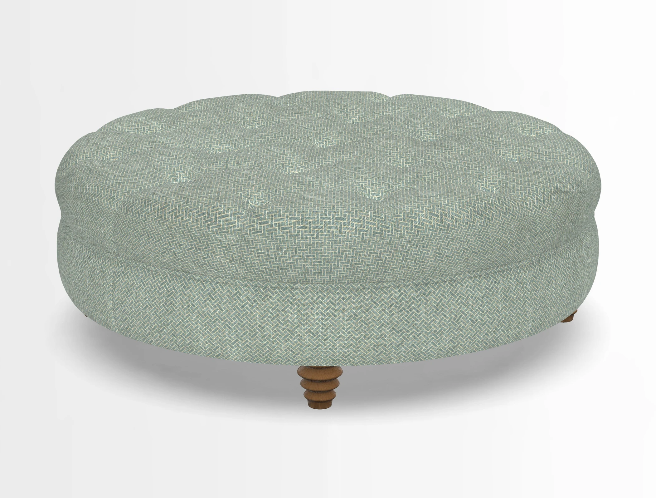 Helmsley Round Footstool in Linwood Omega Velvet Navy