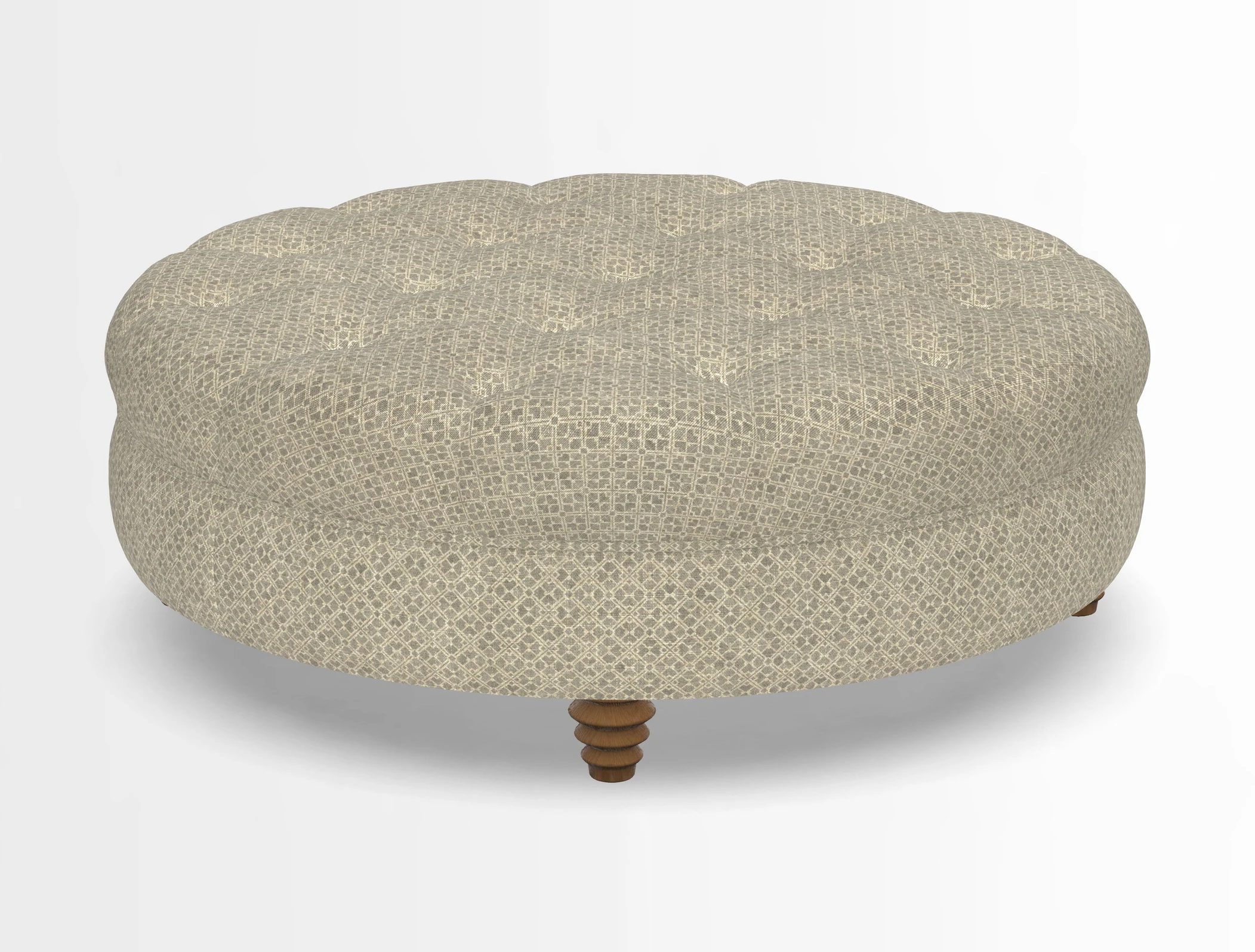 Helmsley Round Footstool in Linwood Omega Velvet Navy