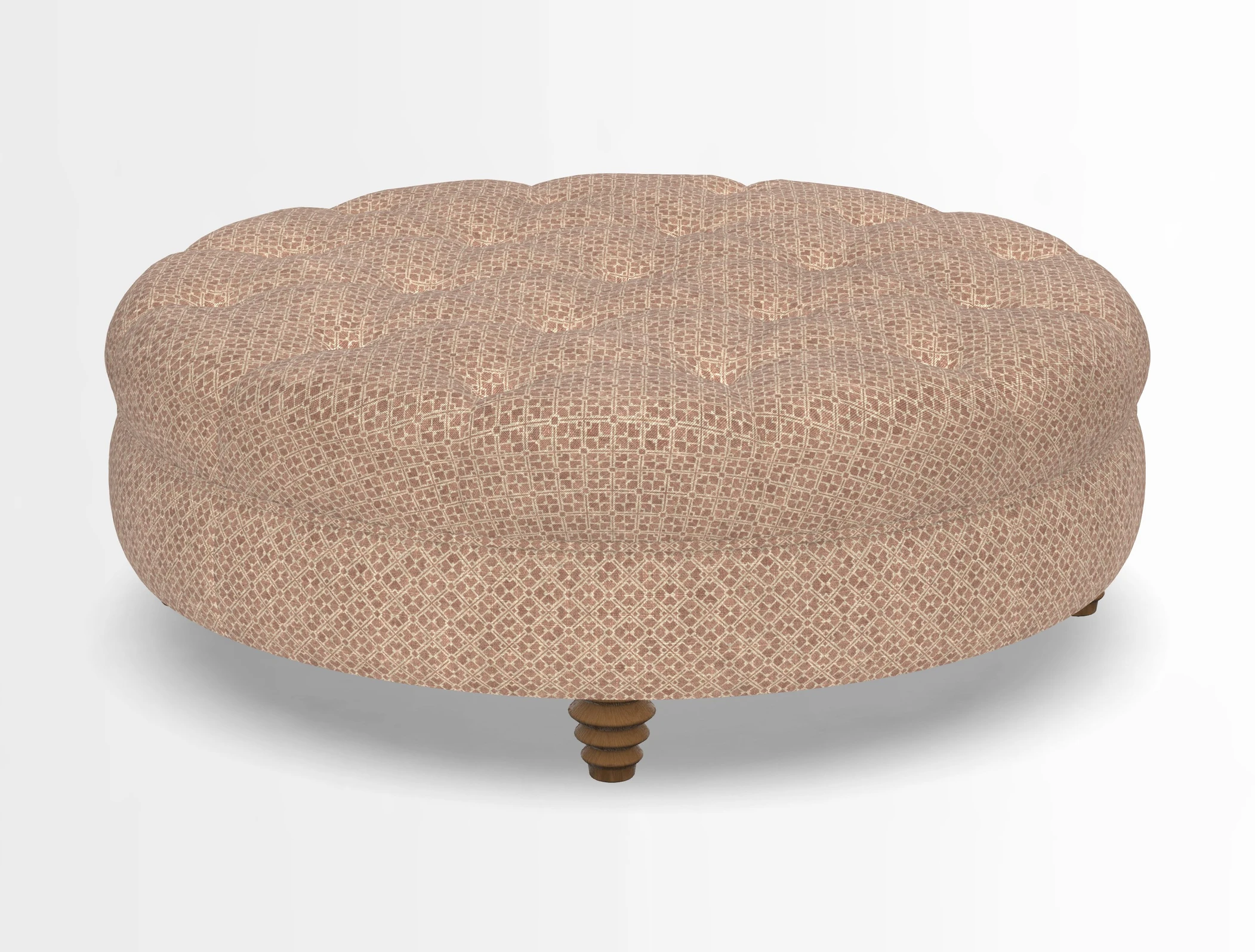 Helmsley Round Footstool in Linwood Omega Velvet Navy