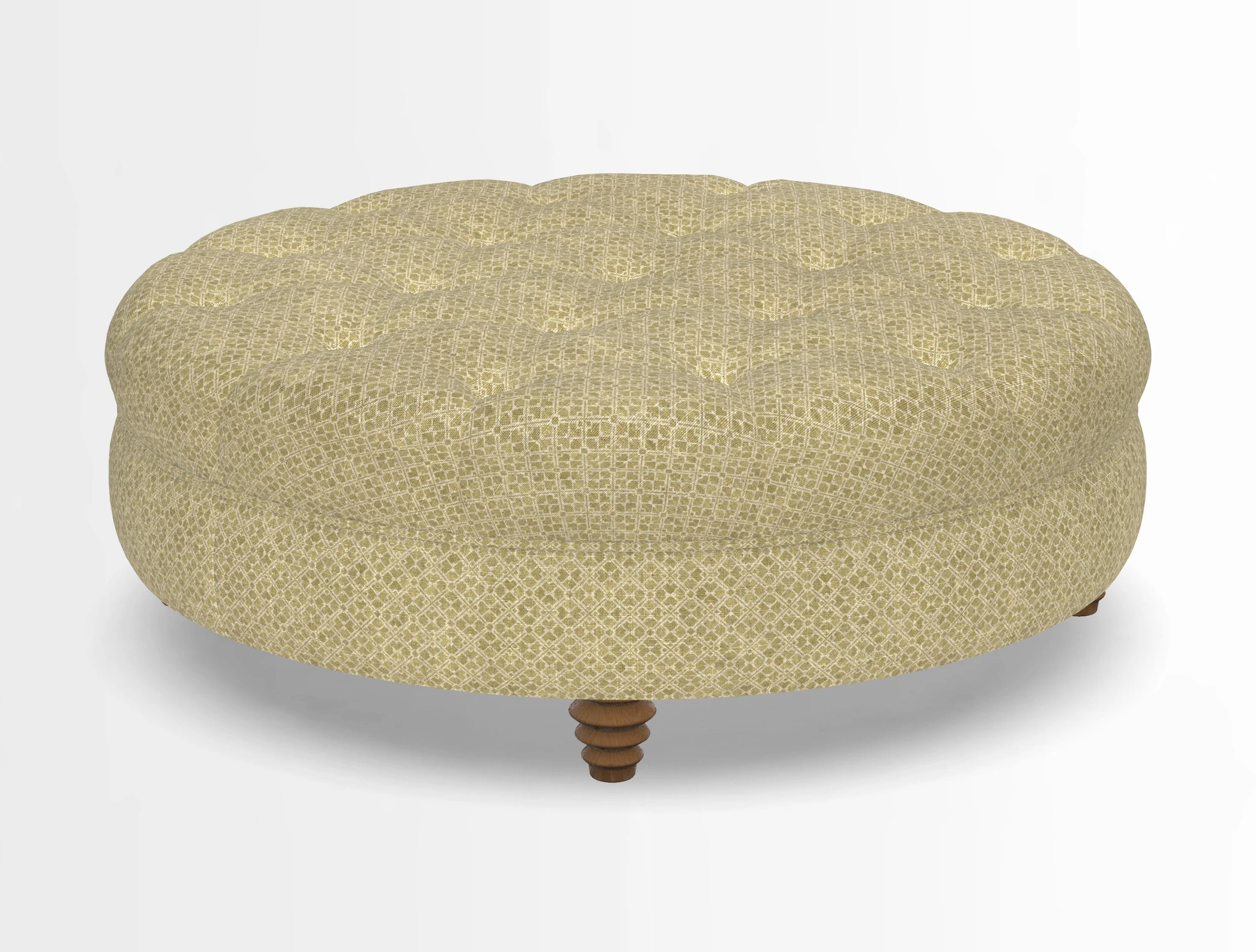 Helmsley Round Footstool in Linwood Omega Velvet Navy