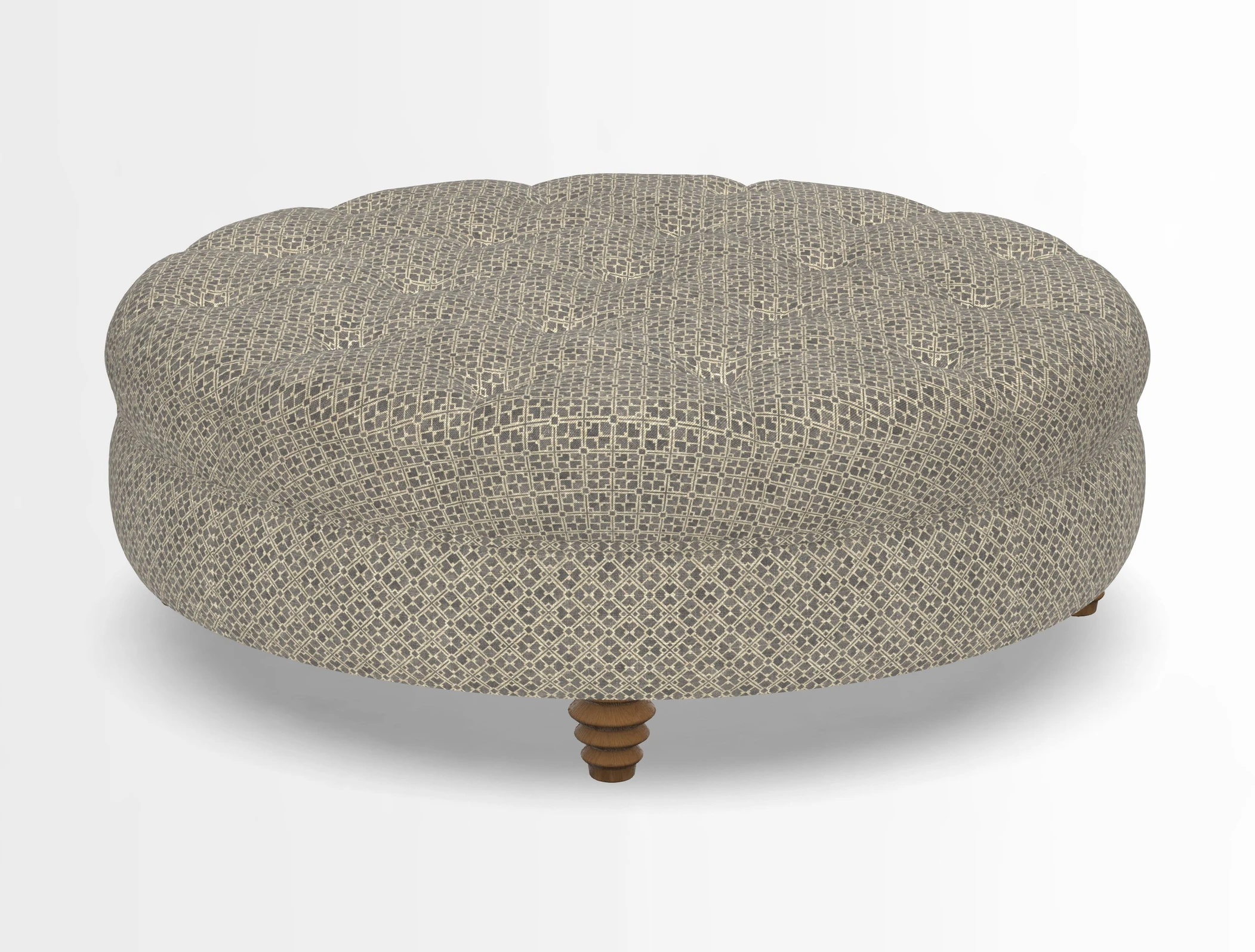 Helmsley Round Footstool in Linwood Omega Velvet Navy