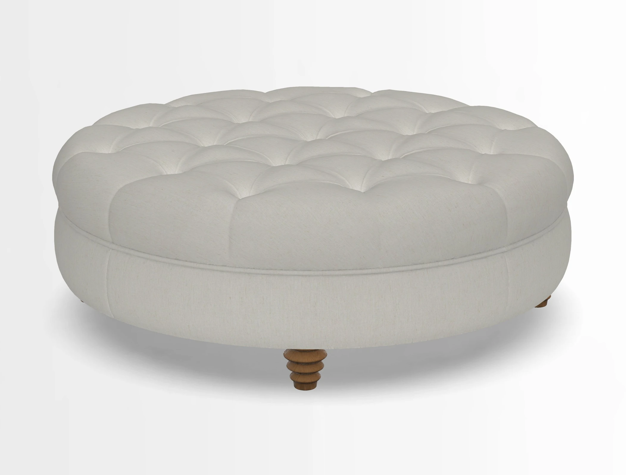 Helmsley Round Footstool in Linwood Omega Velvet Navy