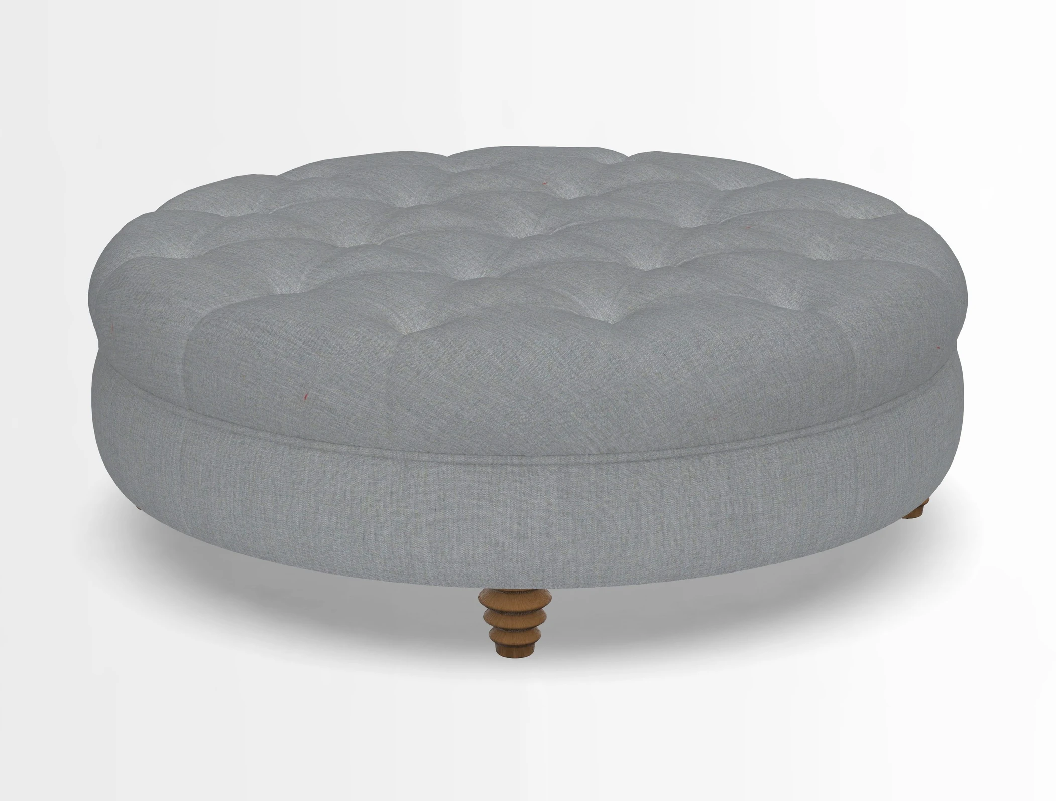 Helmsley Round Footstool in Linwood Omega Velvet Navy