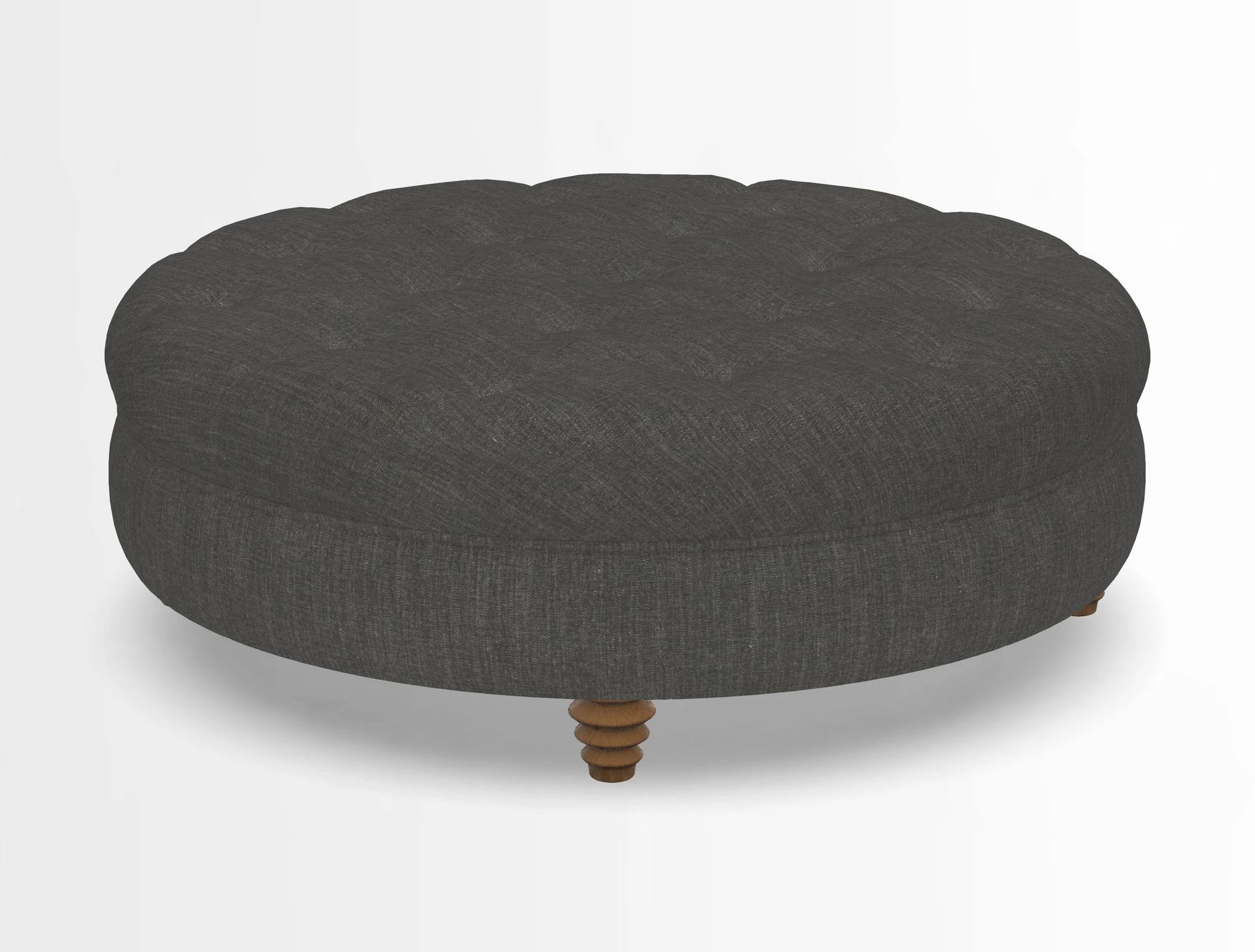 Helmsley Round Footstool in Linwood Omega Velvet Navy