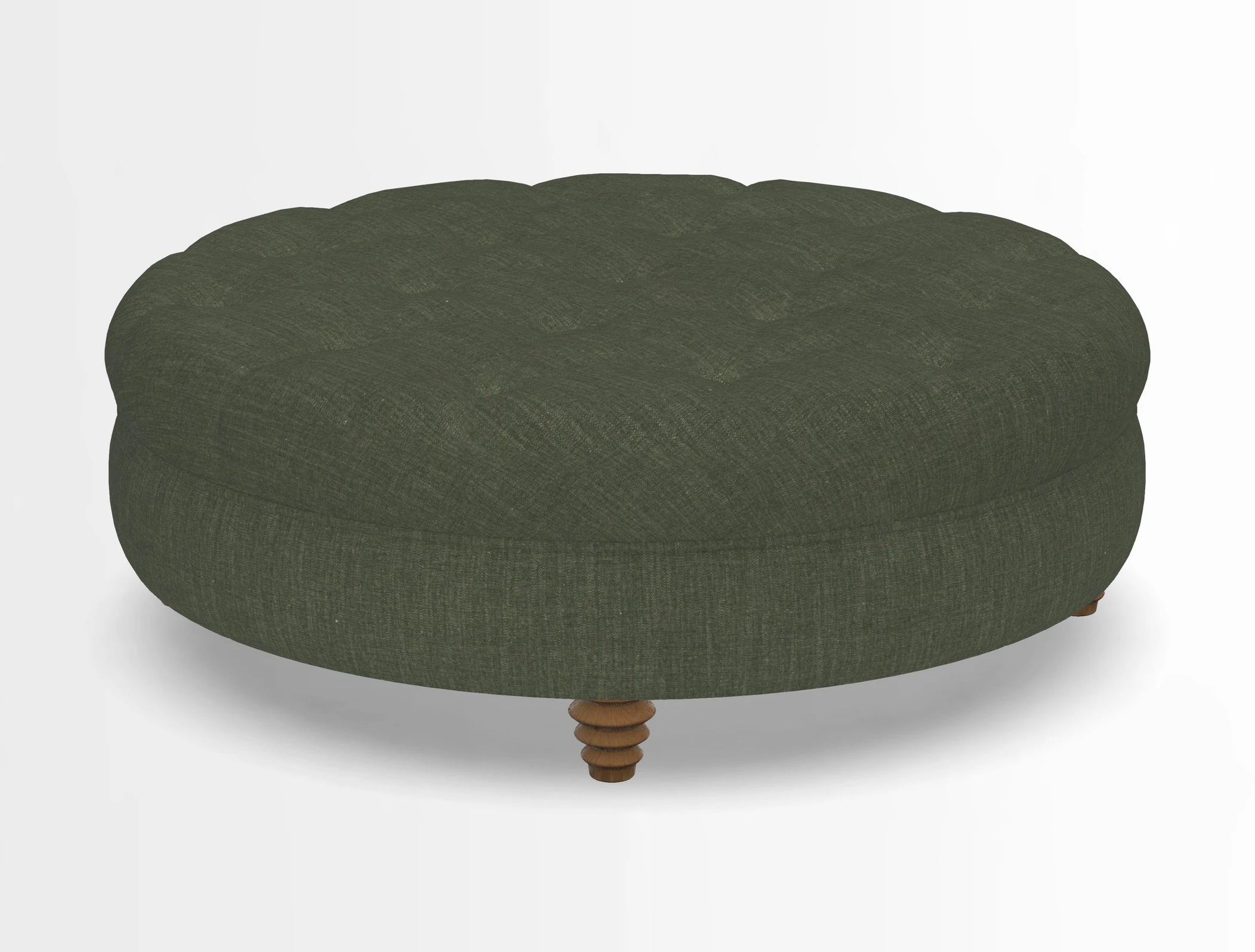 Helmsley Round Footstool in Linwood Omega Velvet Navy