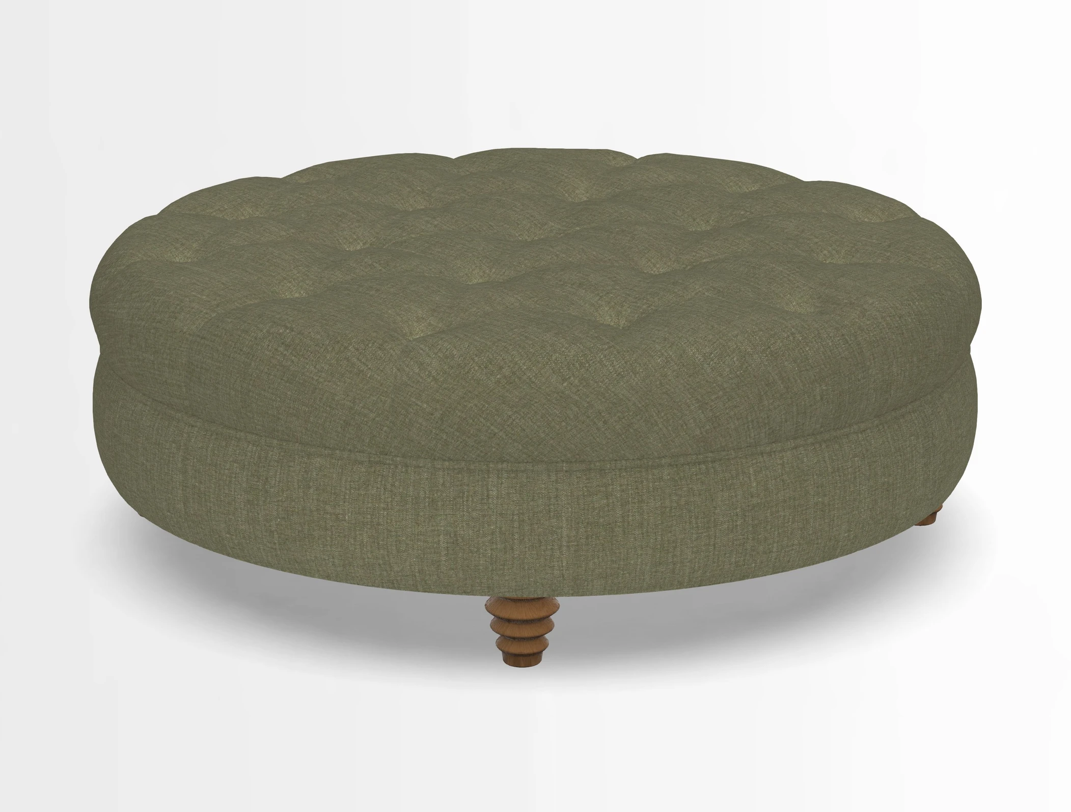 Helmsley Round Footstool in Linwood Omega Velvet Navy