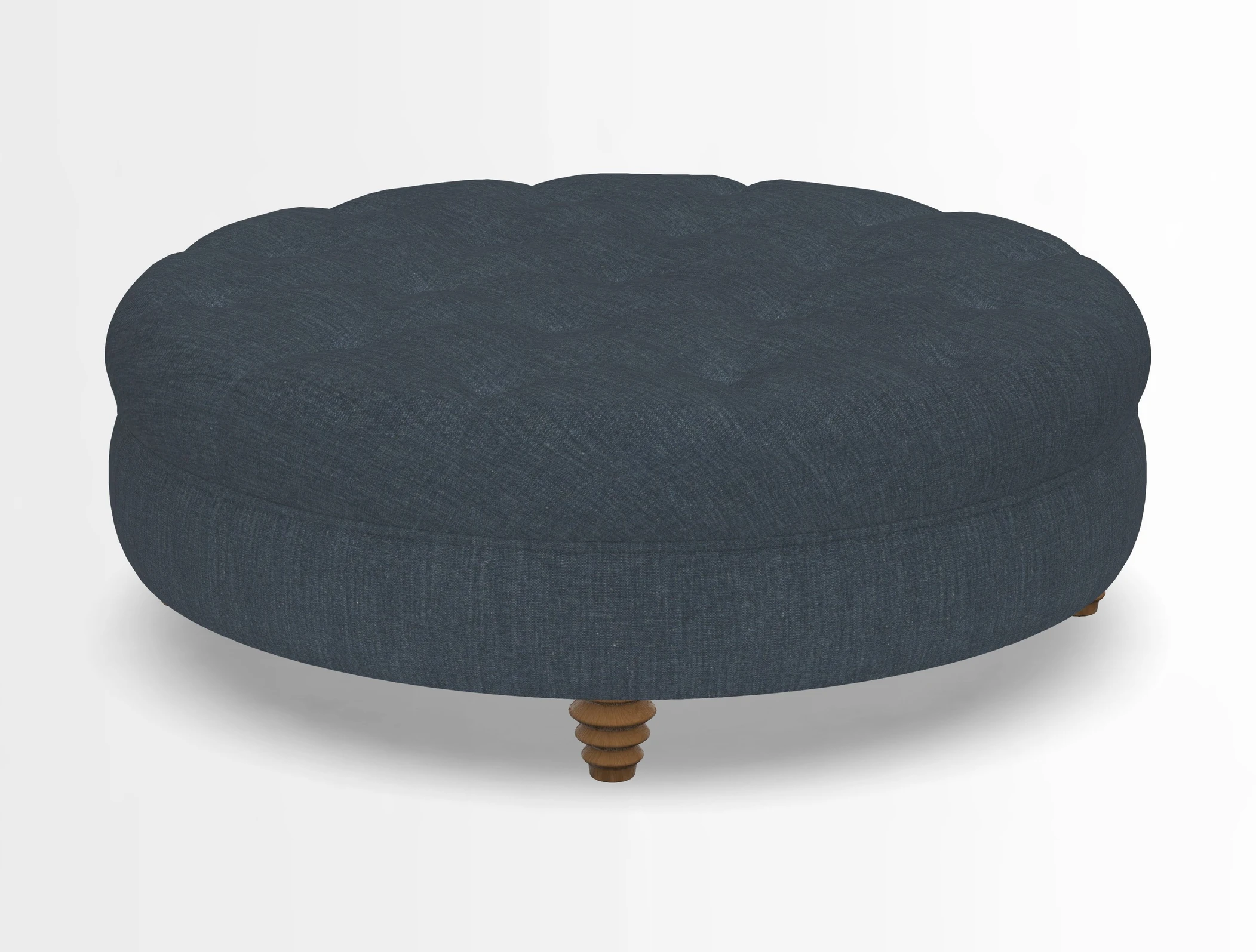 Helmsley Round Footstool in Linwood Omega Velvet Navy