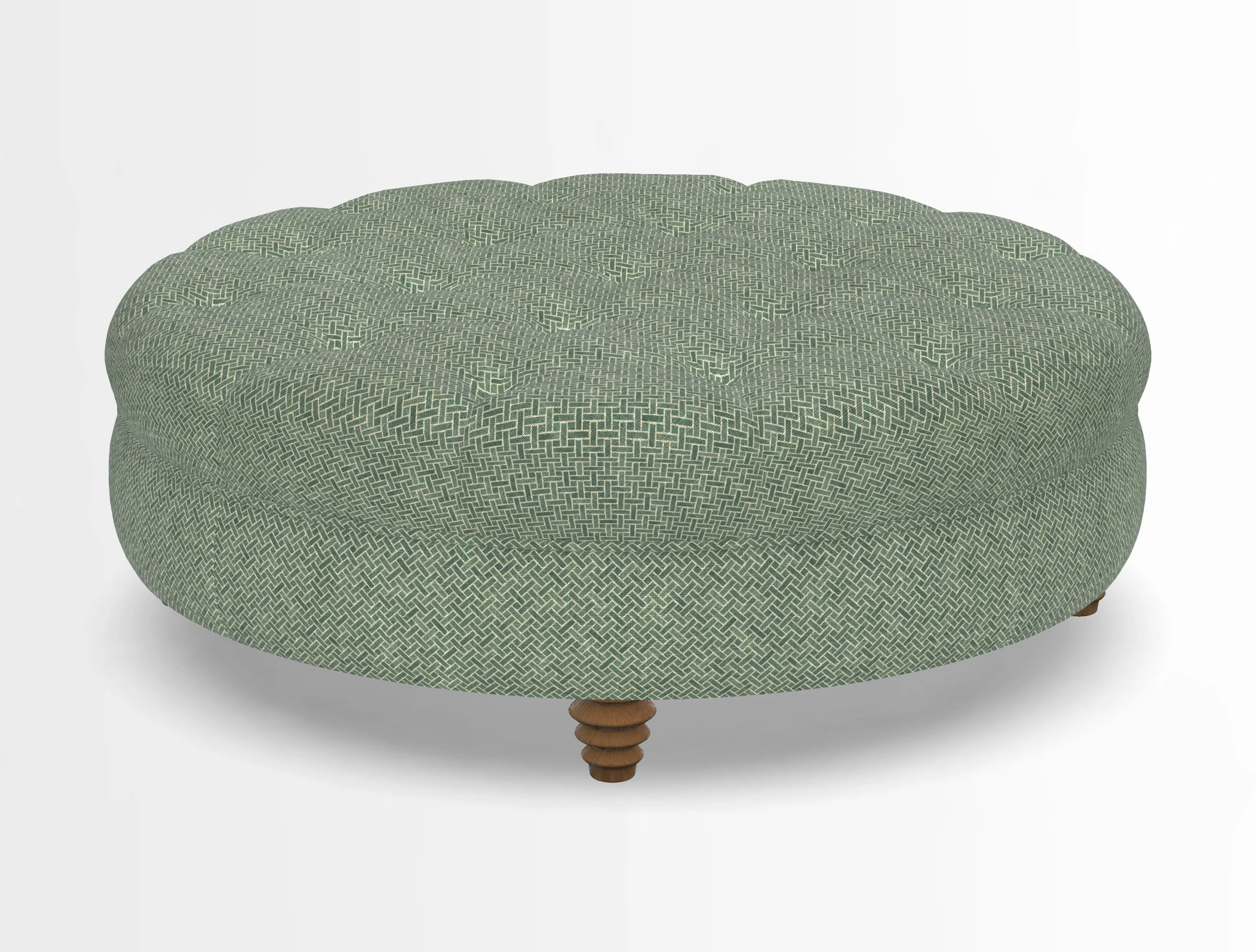 Helmsley Round Footstool in Linwood Omega Velvet Navy