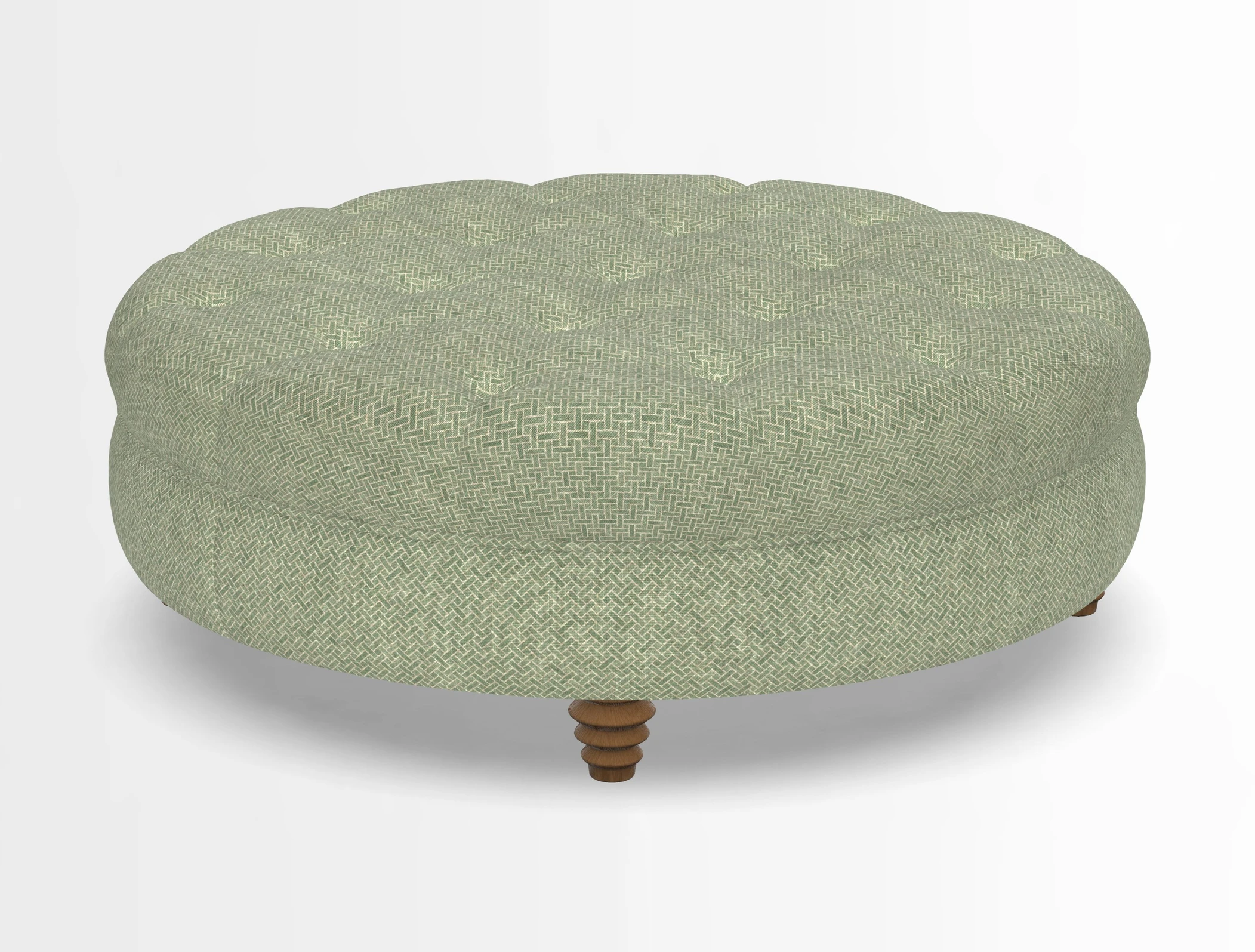 Helmsley Round Footstool in Linwood Omega Velvet Navy