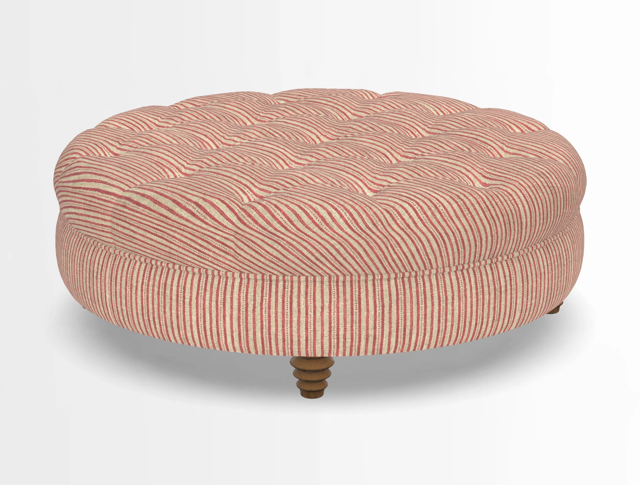 Helmsley Round Footstool in Linwood Omega Velvet Navy