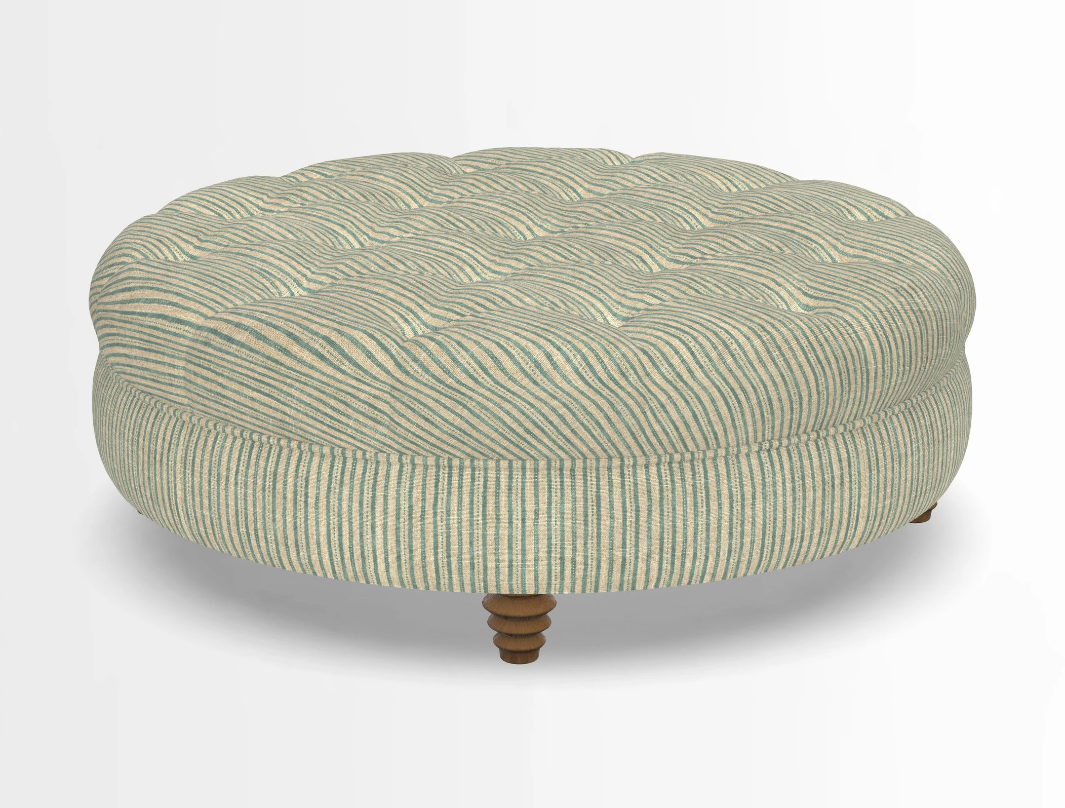 Helmsley Round Footstool in Linwood Omega Velvet Navy