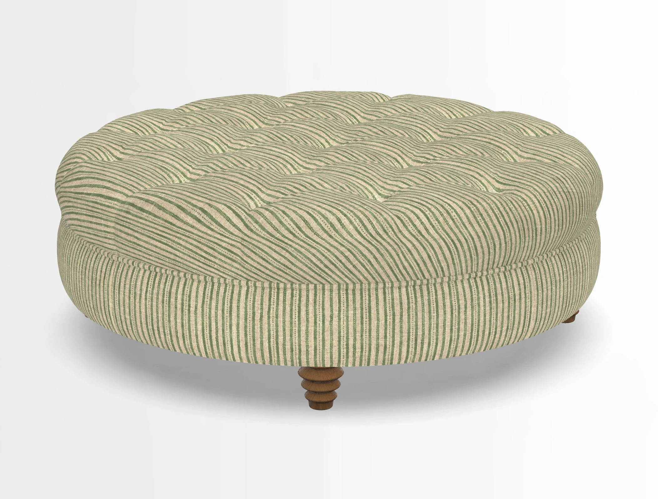 Helmsley Round Footstool in Linwood Omega Velvet Navy