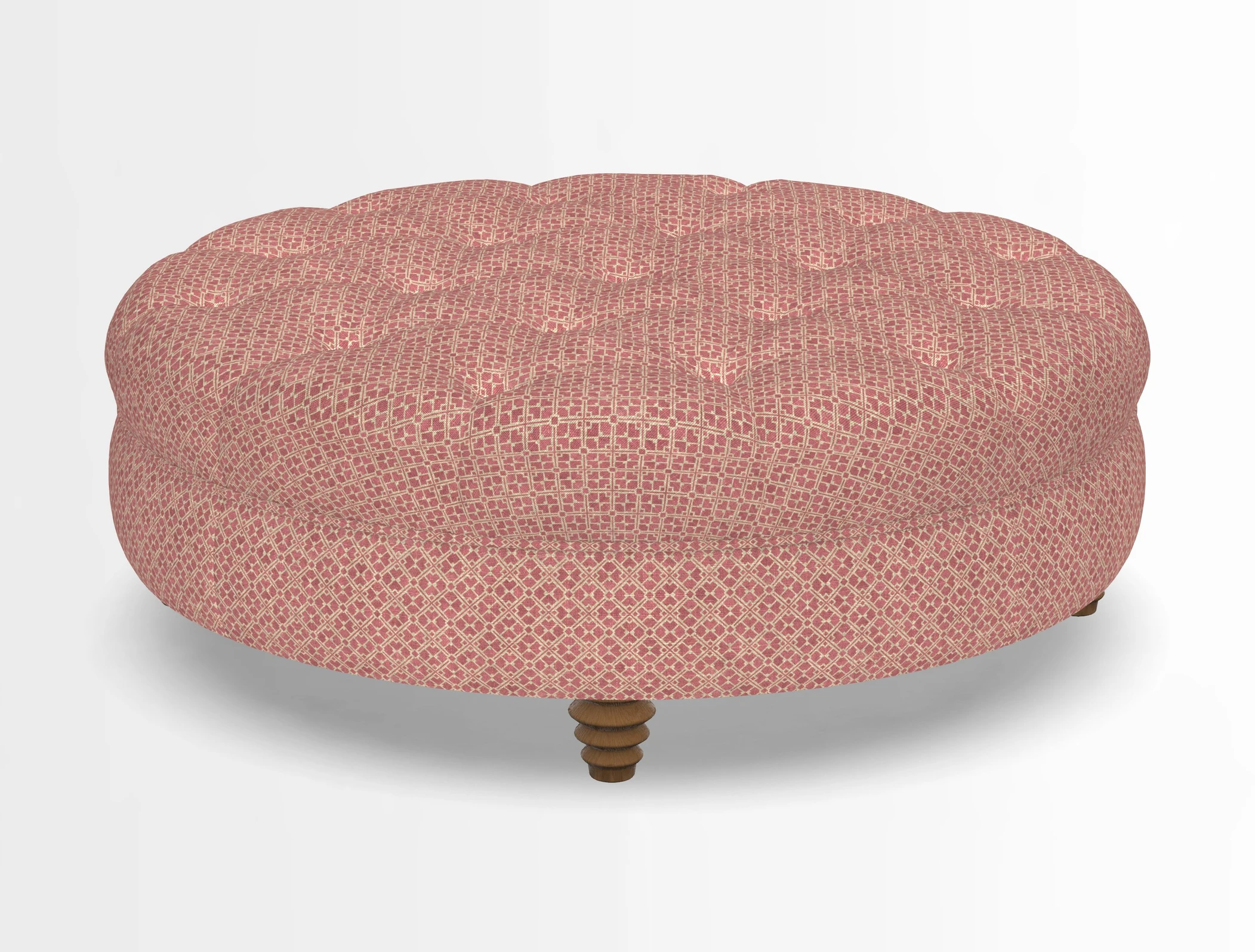 Helmsley Round Footstool in Linwood Omega Velvet Navy