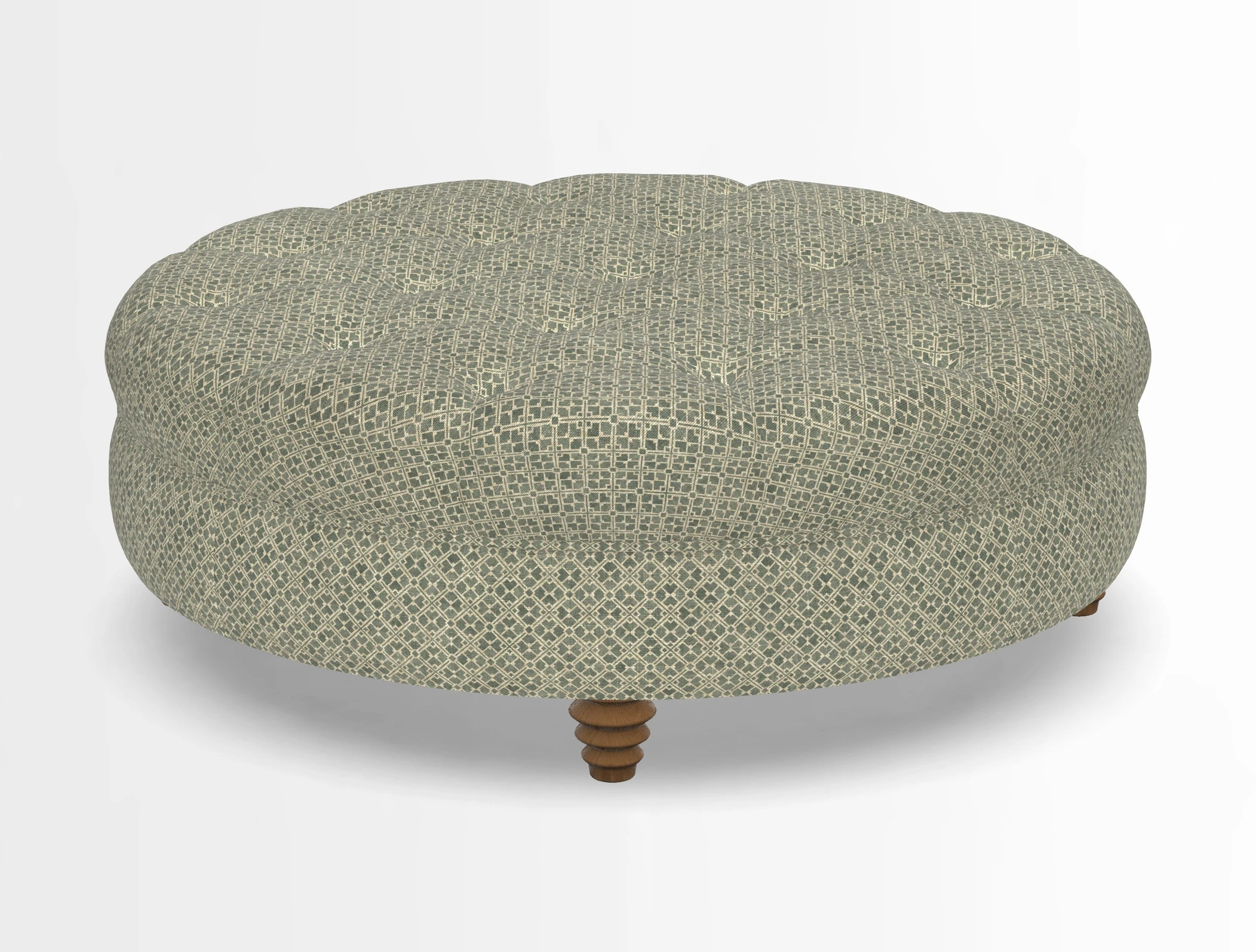 Helmsley Round Footstool in Linwood Omega Velvet Navy