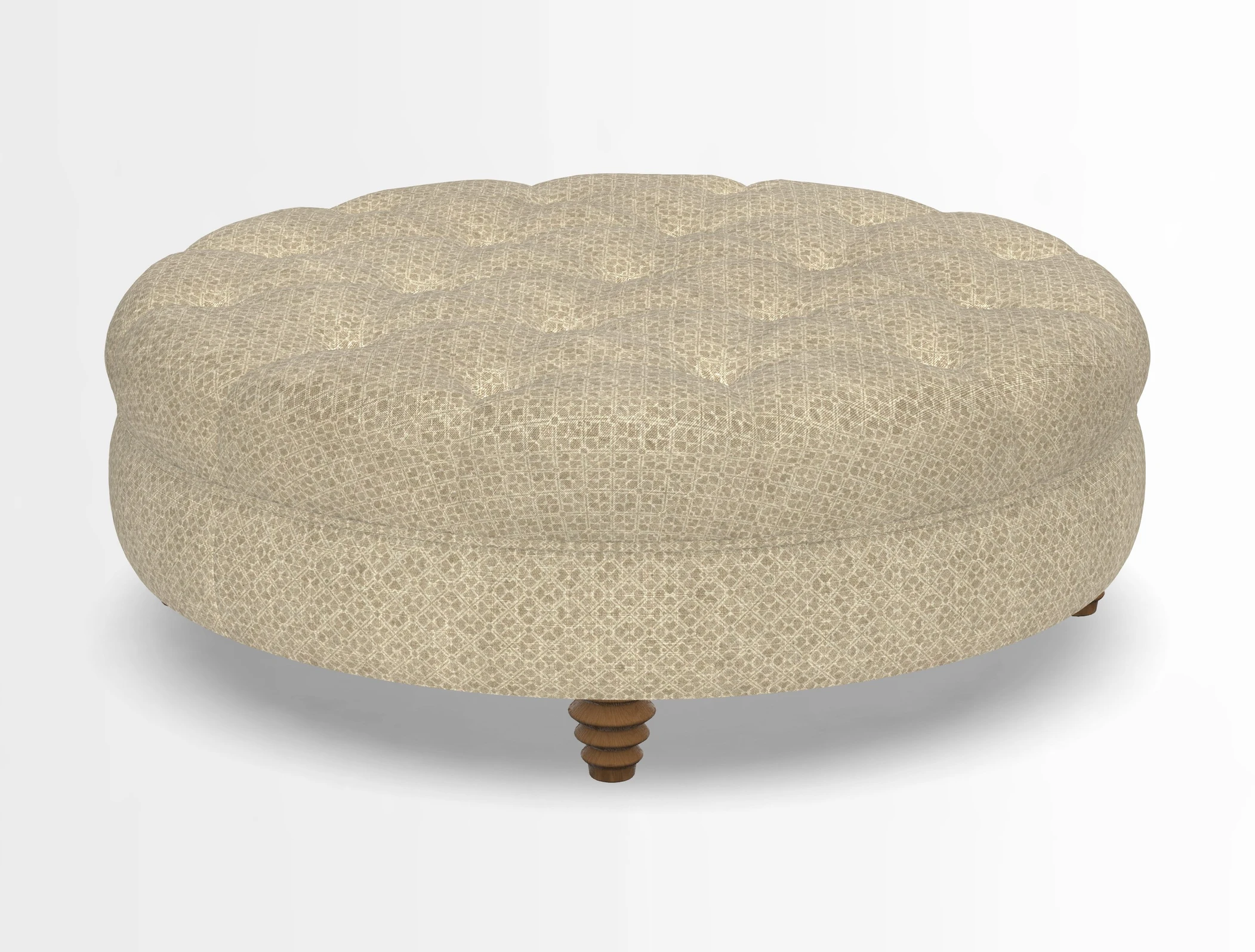 Helmsley Round Footstool in Linwood Omega Velvet Navy