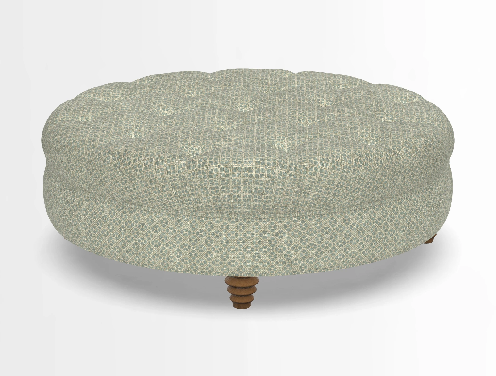 Helmsley Round Footstool in Linwood Omega Velvet Navy