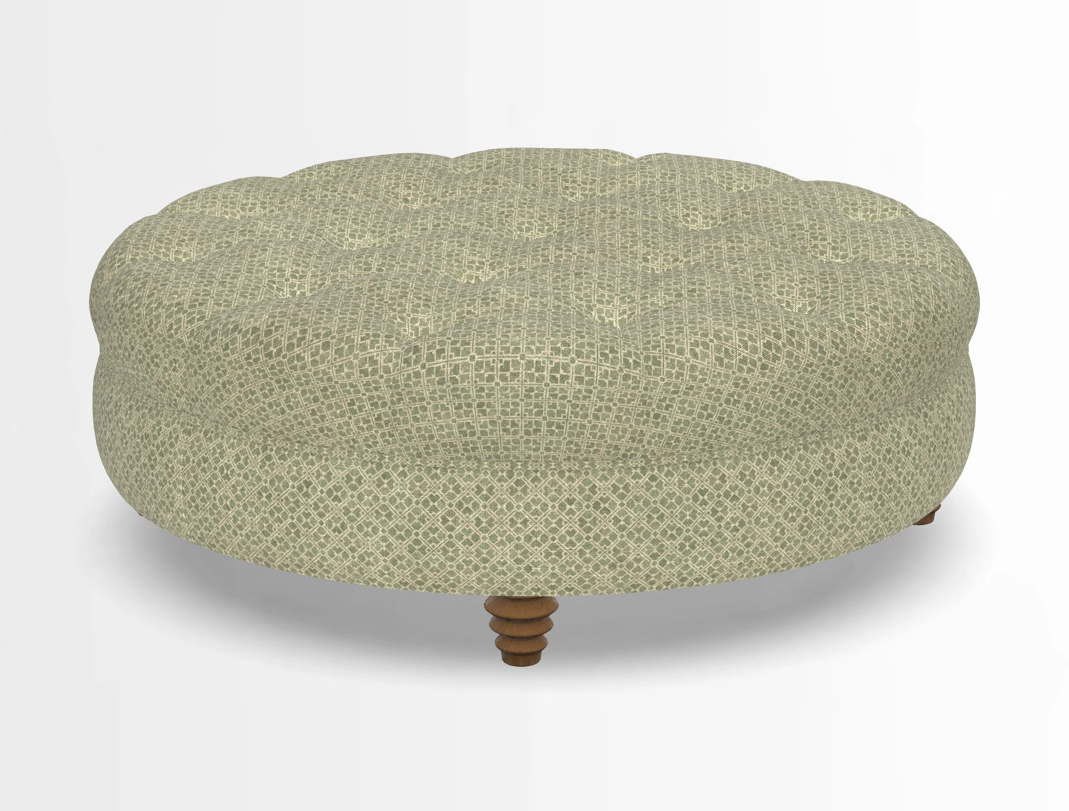 Helmsley Round Footstool in Linwood Omega Velvet Navy