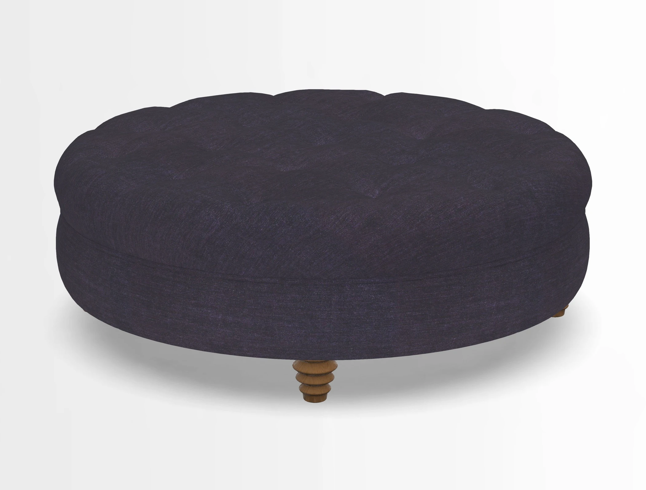 Helmsley Round Footstool in Linwood Omega Velvet Navy